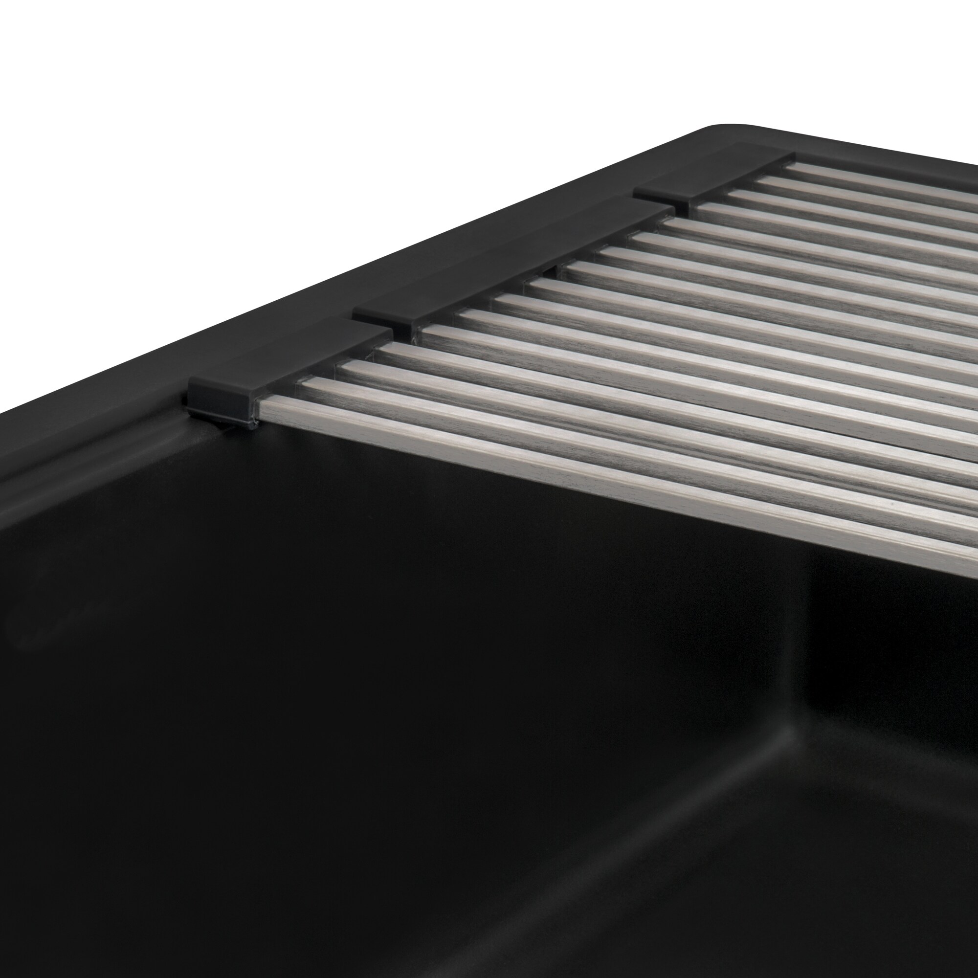 Midnight Black Granite Composite Drop-in Kitchen Sink with Workstation