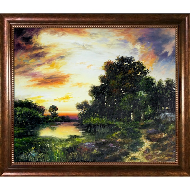 La Pastiche Sunset On Long Island Thomas Moran Framed 24-in H x 28-in W ...