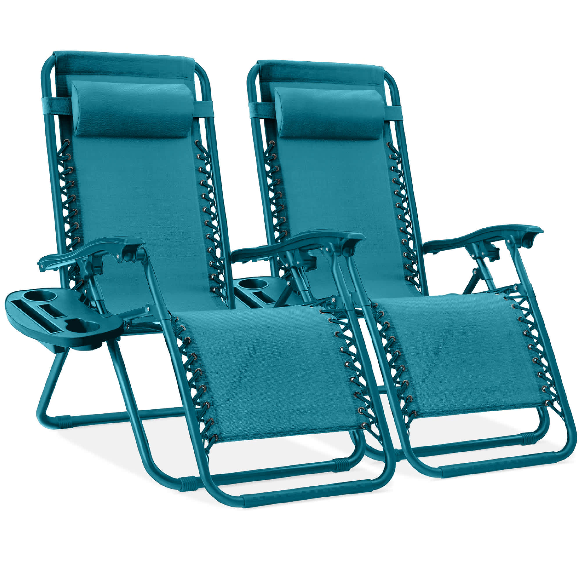 Best Choice Products SKY9359 Set of 2 Zero Gravity Lounge Chair Recliners for Patio Pool w/ Cup Holder Tray