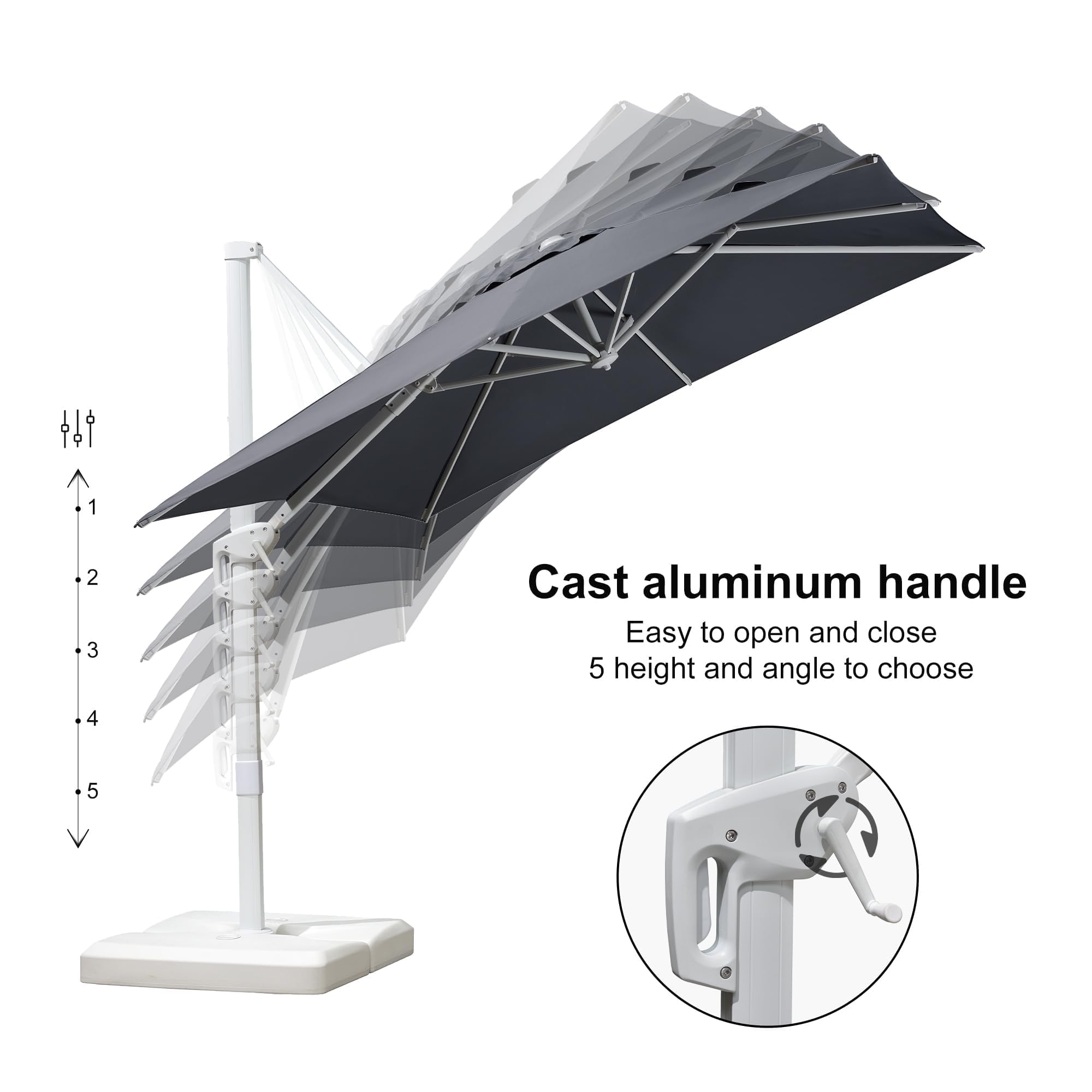 PURPLE LEAF 8-ft Aluminum Light Gray Crank Cantilever Patio