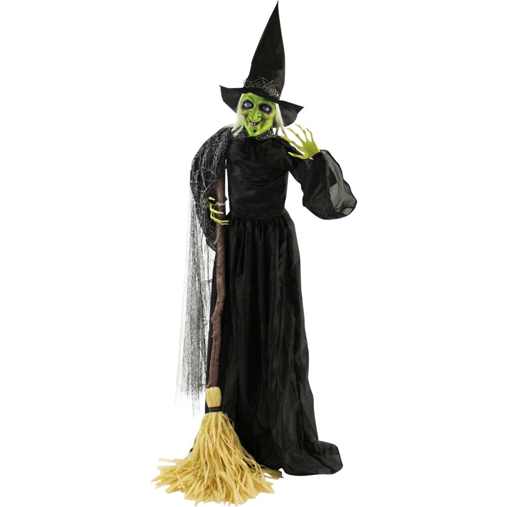 Haunted Hill Farm 6-ft Freestanding Talking Lighted Witch Animatronic ...