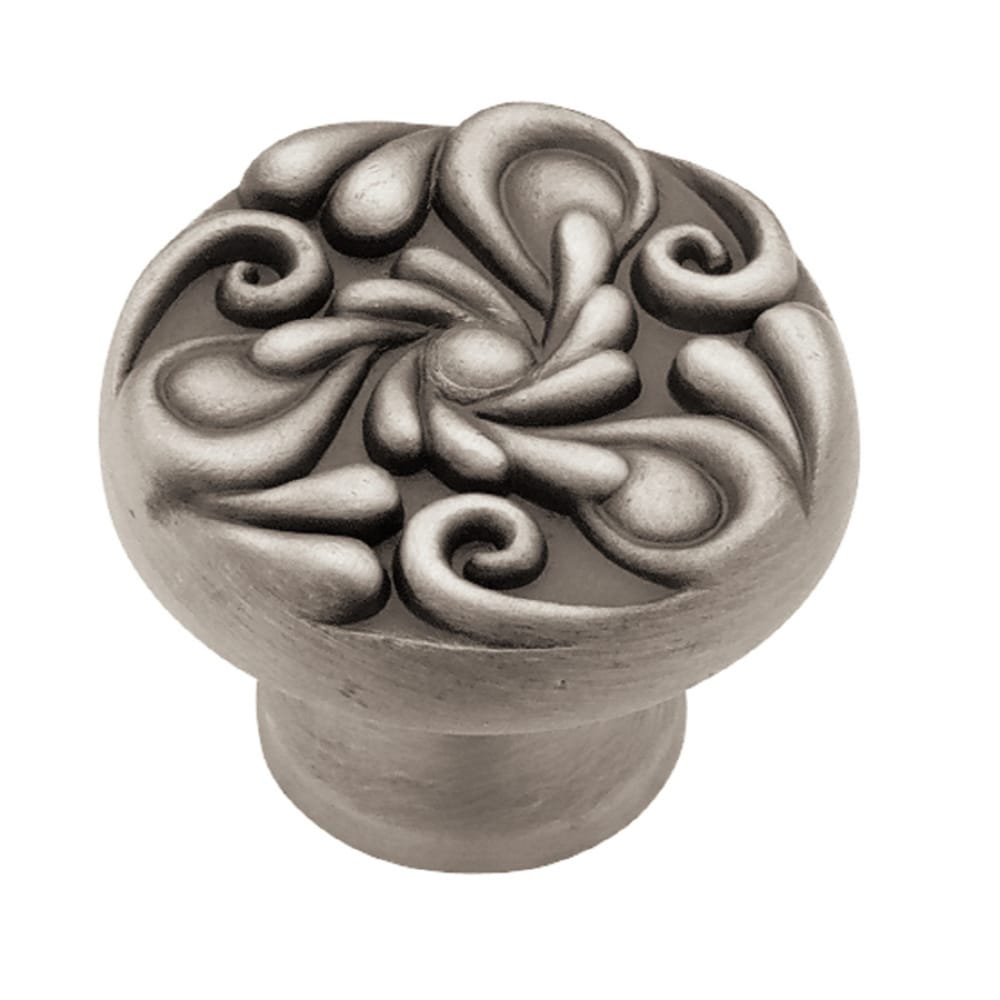 Paisley 1-3/8-in Brushed Satin Pewter Round Traditional Cabinet Knob | - Brainerd PBF713Y-BSP-CP