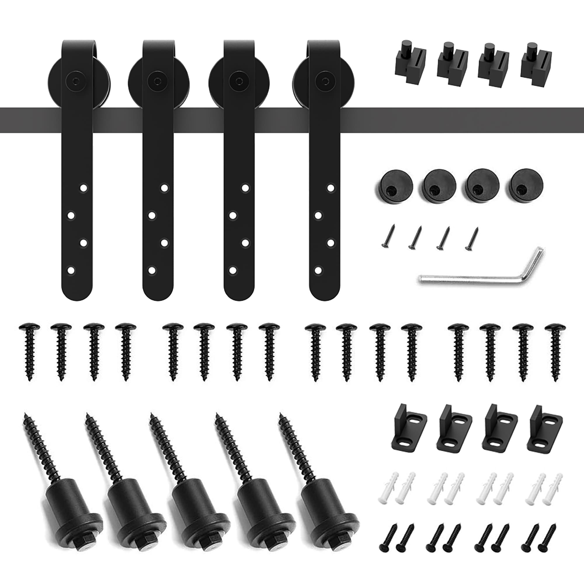 Clihome X0027GRCMZ-LTC 72-in Matte Black Indoor/Outdoor J-strap Double Barn door hardware kit