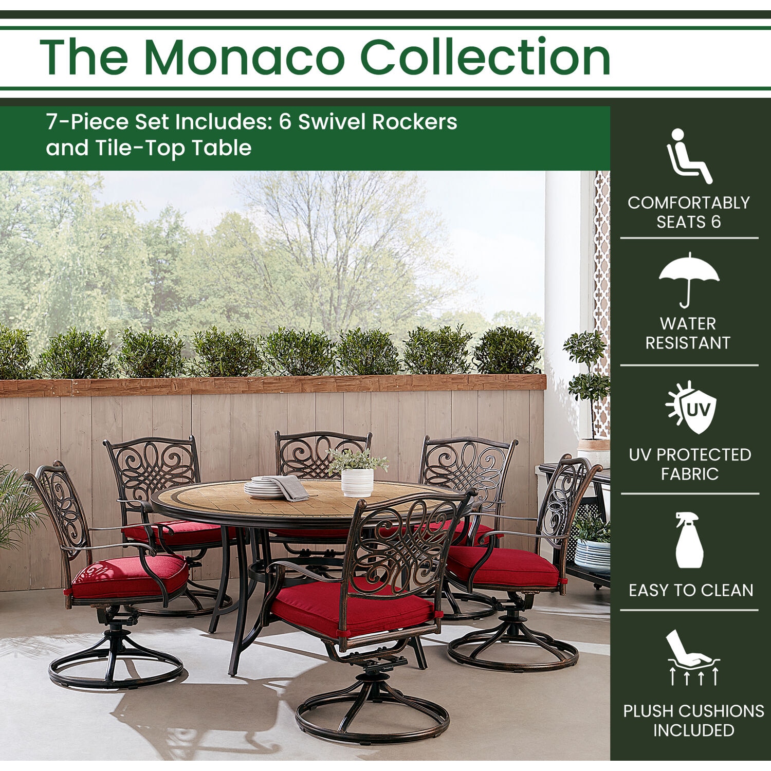 Hanover MONDN7PCSW6RDTLCRED Patio-Dining-Sets - View #2