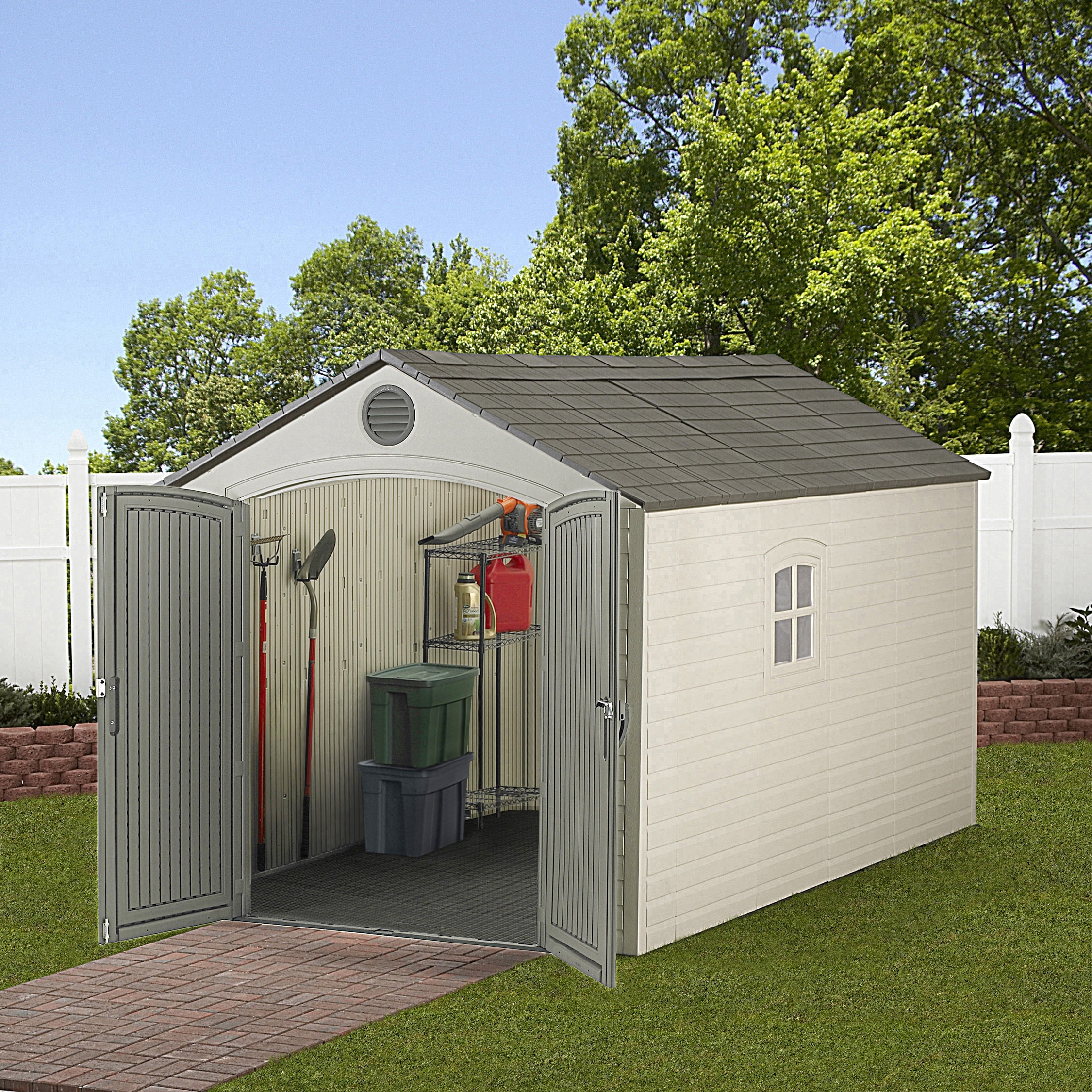 LIFETIME PRODUCTS 8-ft x 12-ft Lifetime Storage Shed Gable Resin Storage  Shed (Floor Included) in the Vinyl & Resin Storage Sheds department at