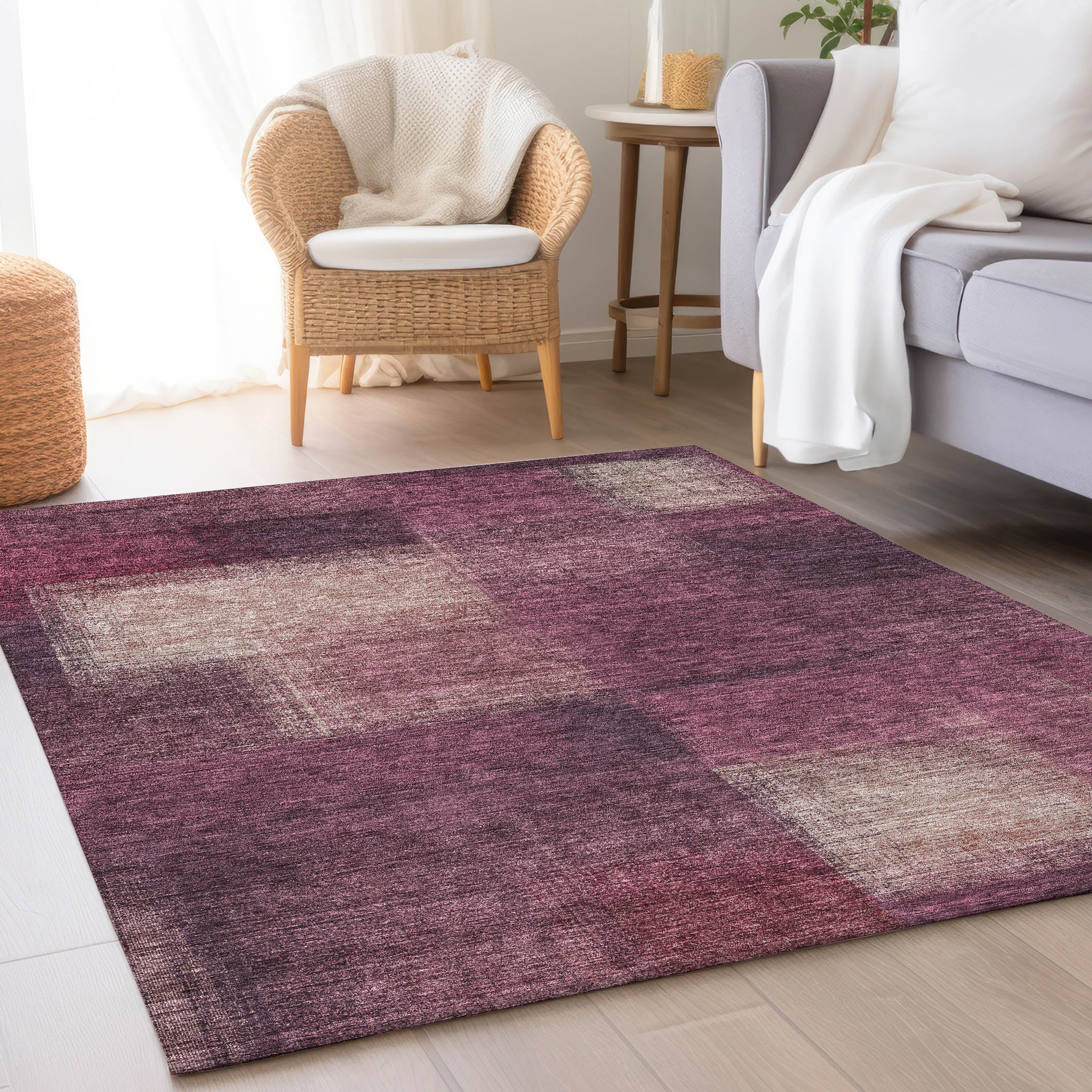Addison Rugs ACN742PM5X8 Chantille ACN742PM 5 x 7 (ft) Polyester Plum Rectangular Indoor/Outdoor Geometric Machine washable Area rug