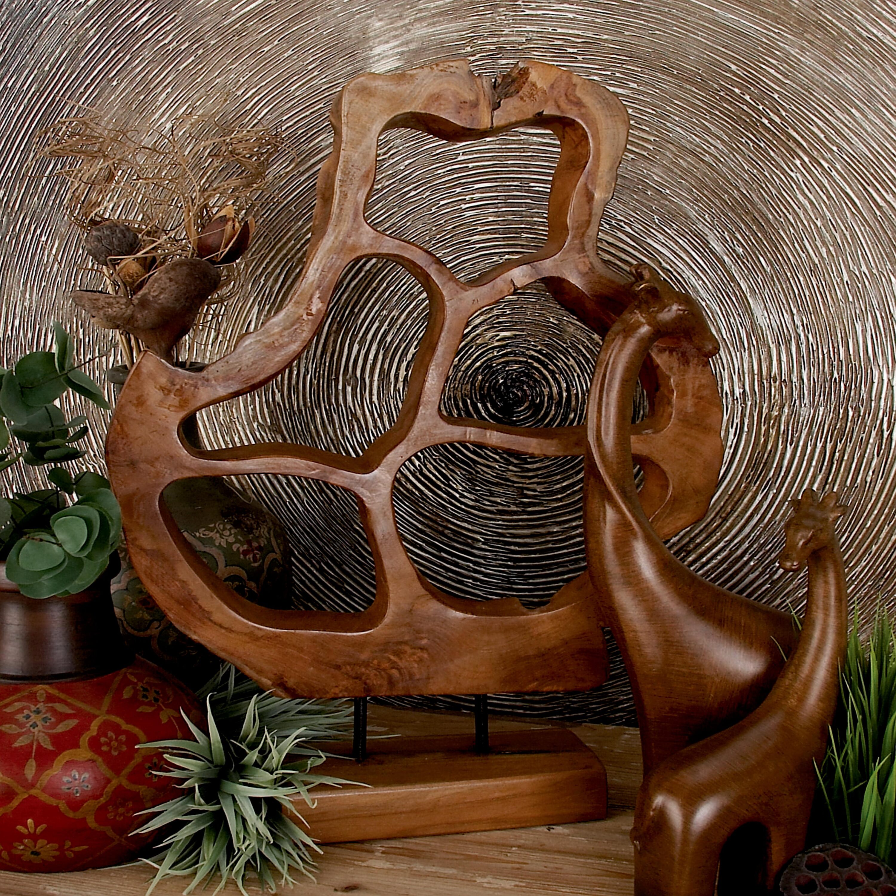 Grayson Lane 75559 Brown Wood Modern Sculpture