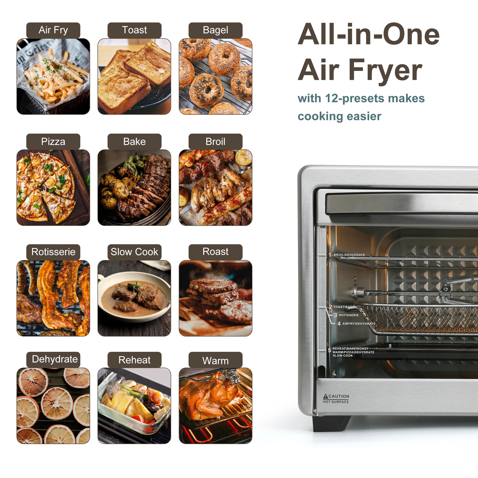LNC All-in-1 33.8 qt. Silver Stainless Steel Digital Air Fryer