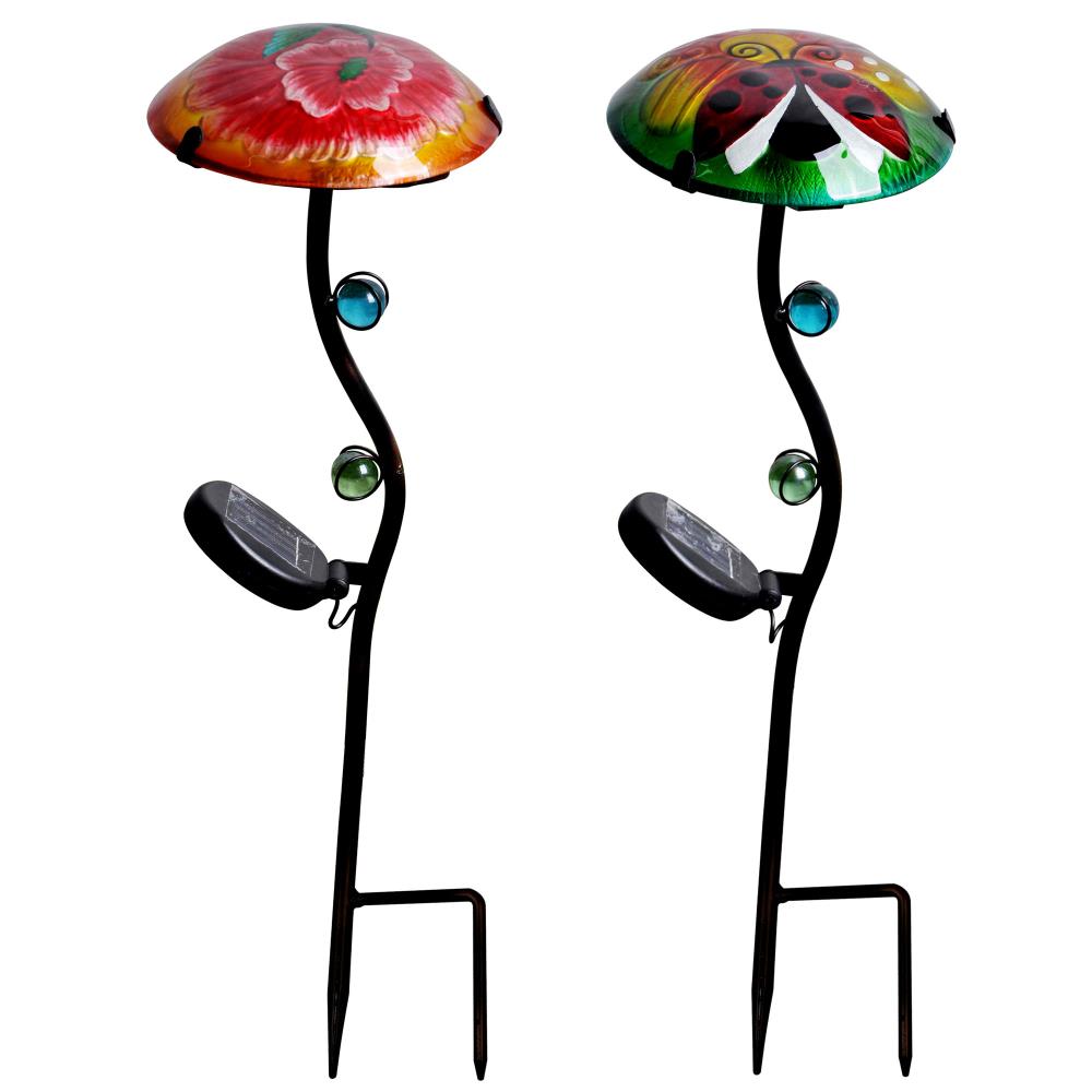 Teamson POL-0007CD 2-Pack 18.5-in Green/Orange Metal Solar Animals Stake
