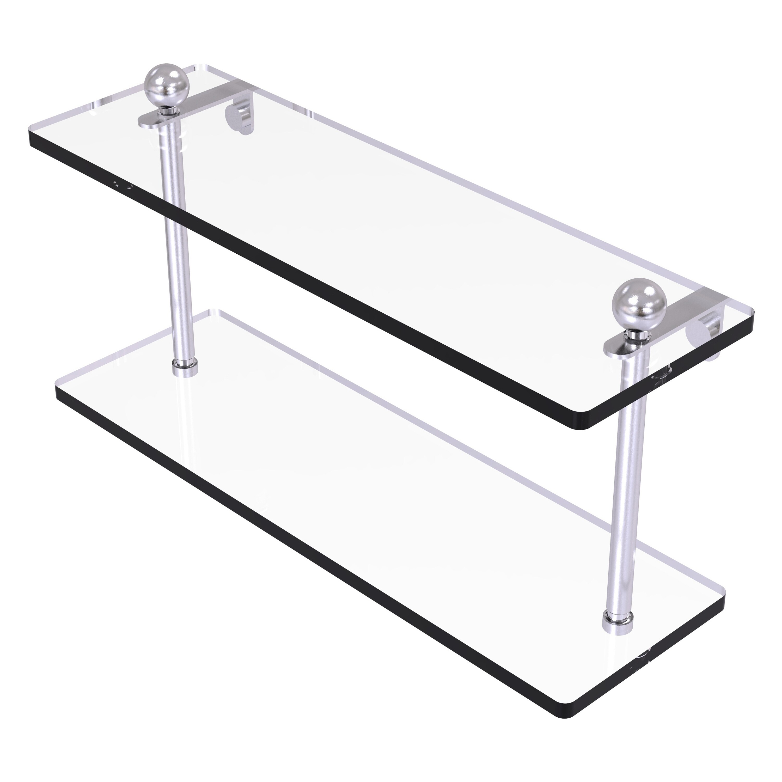 Allied Brass PR-2/16-SCH Prestige Regal Satin Chrome 2 -Tier Wall mount Bathroom Shelf ( 16-in x 8-in x 5-in )