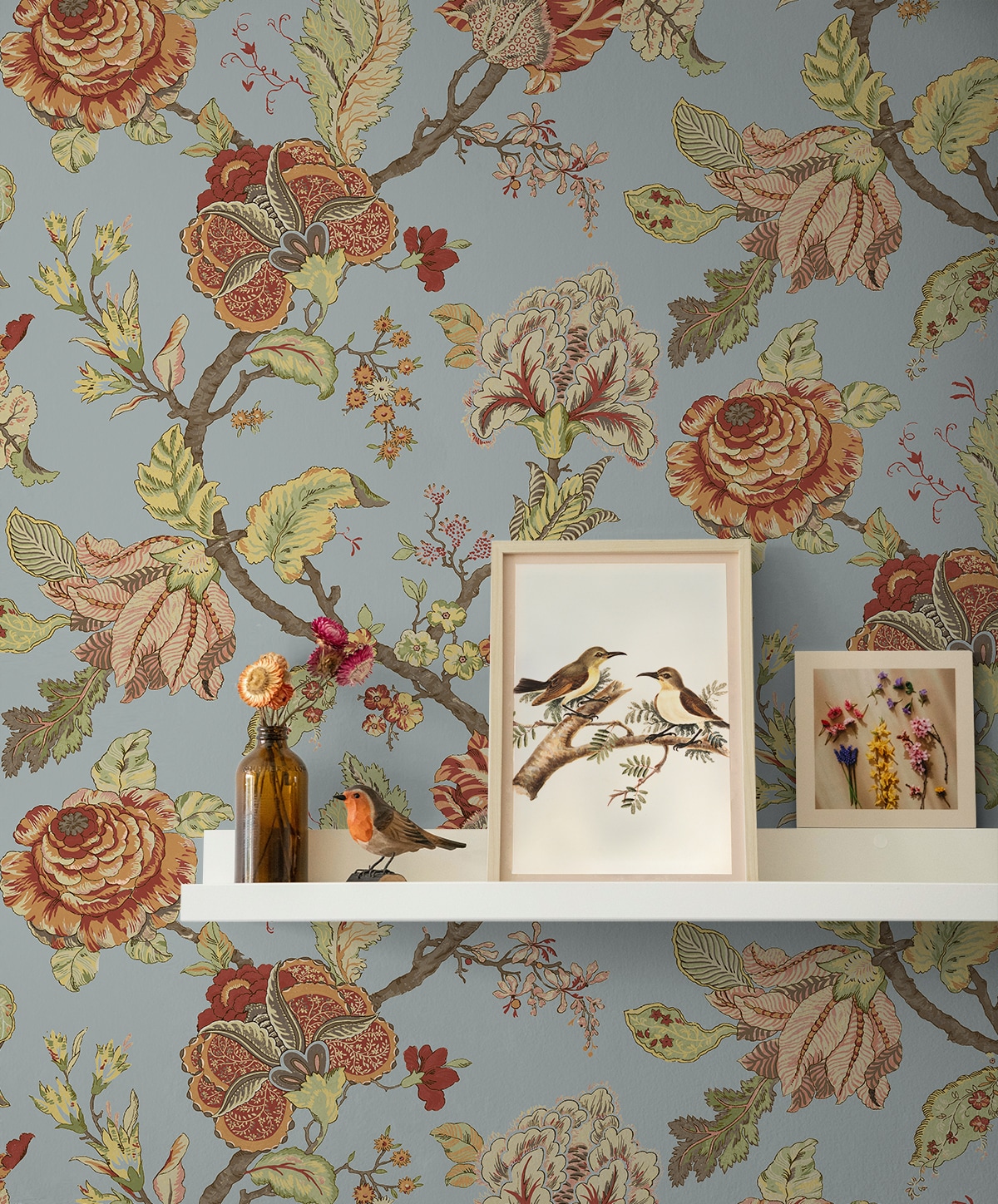 Blue Dusk Floral Vinyl Self-Adhesive Peel and Stick Wallpaper