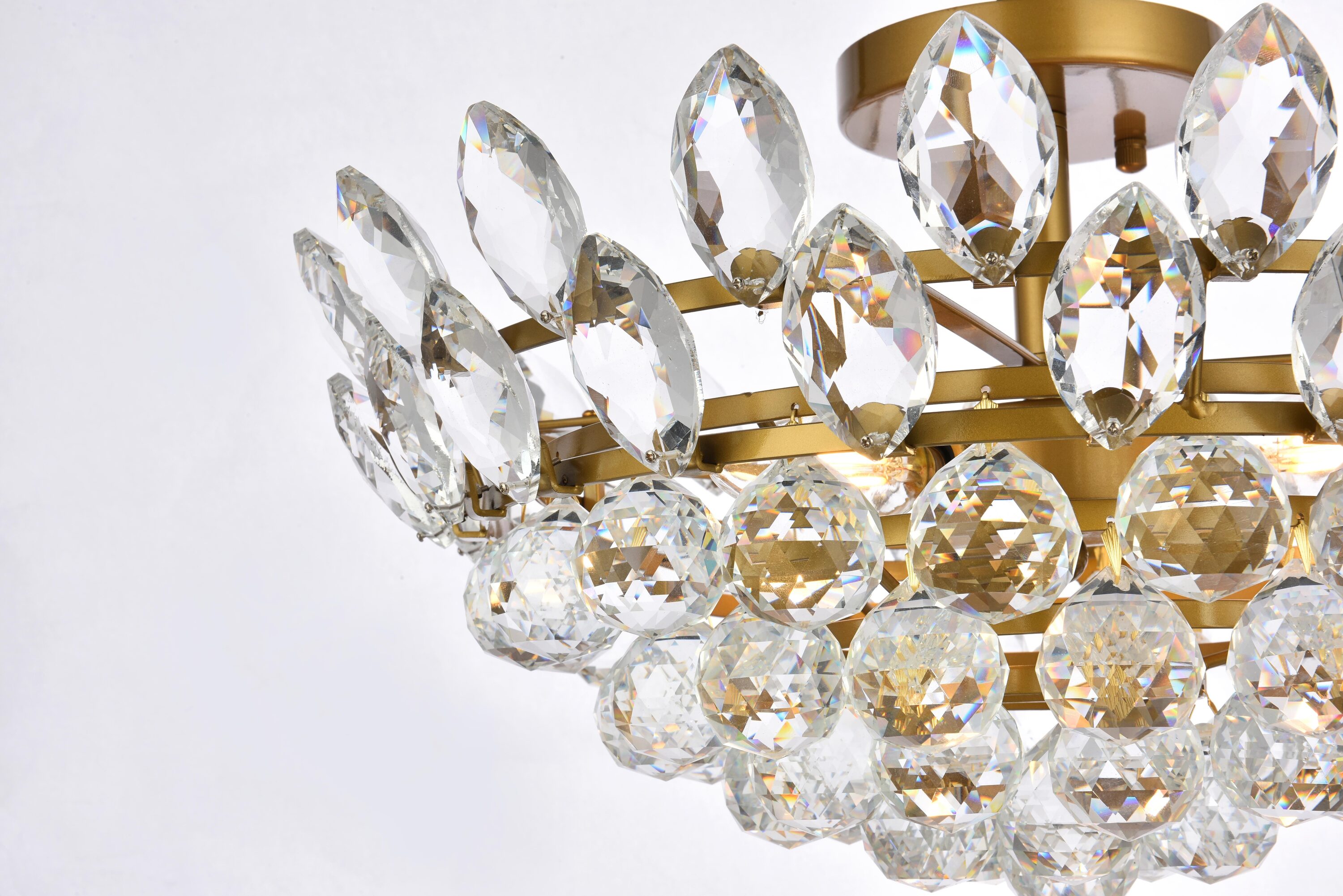 Emilia 18'' Brass and Crystal Flush Mount Light