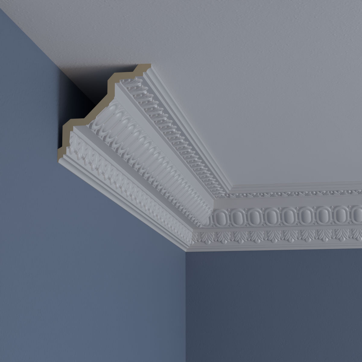 Primed White Polyurethane Egg and Dart Crown Moulding