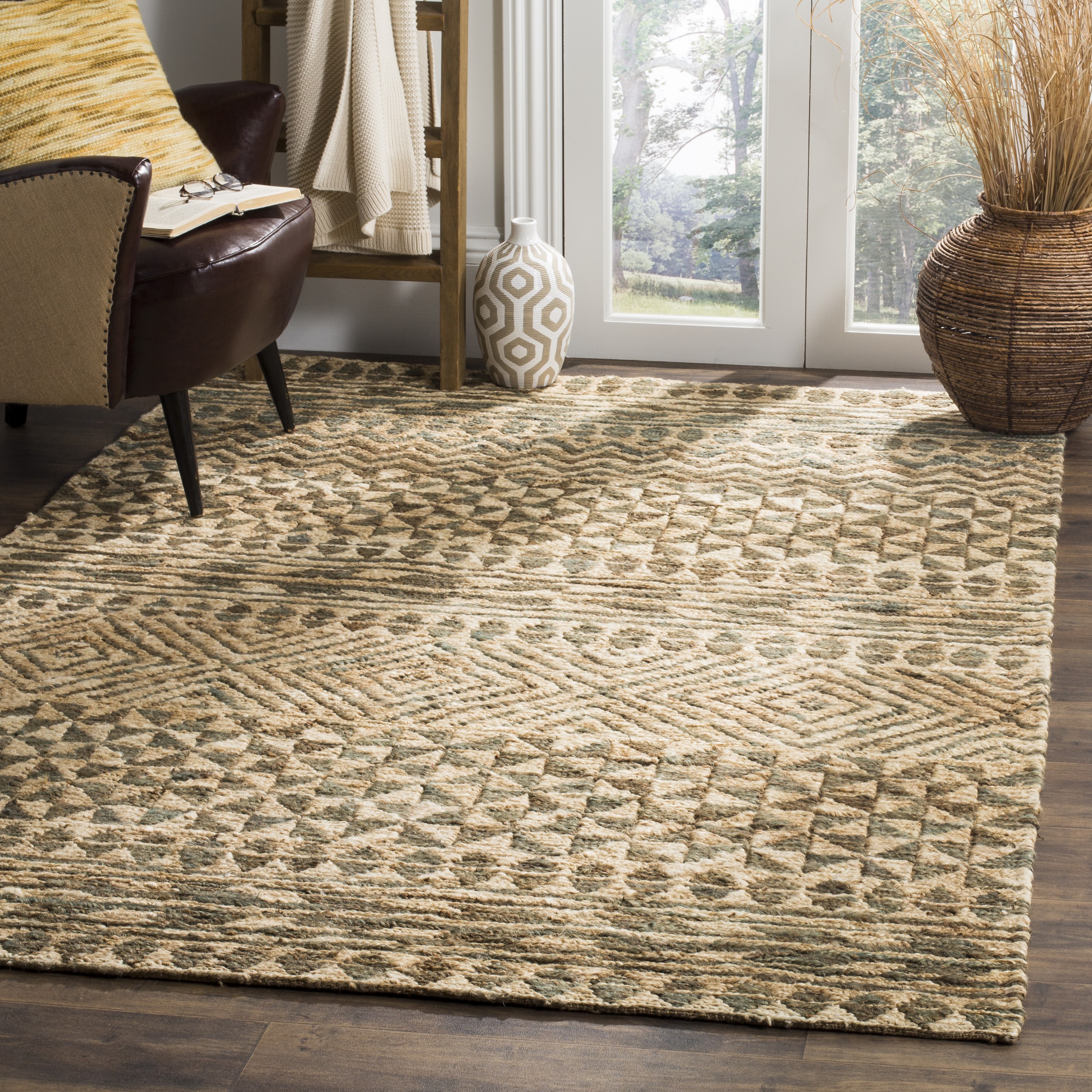 Safavieh Organica Anza 8 x 10 Jute Slate/Natural Indoor Geometric Area Rug  in the Rugs department at