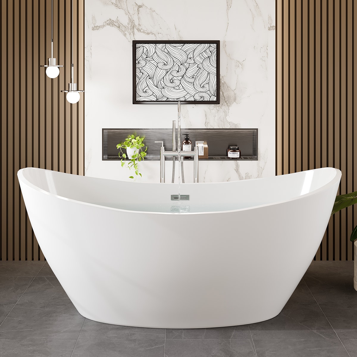 Bella 60" Glossy White Acrylic Freestanding Bathtub