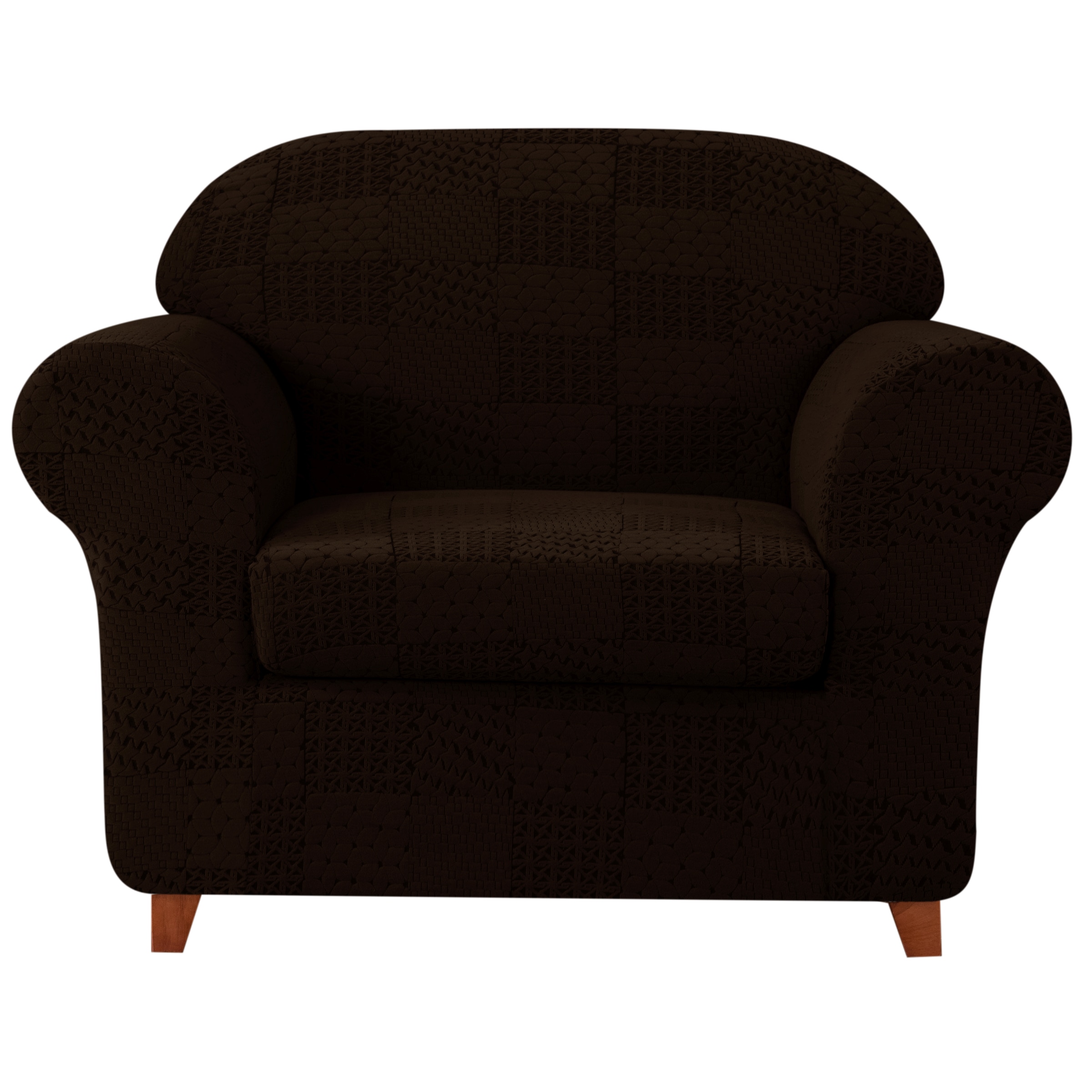 Subrtex SBTPTSFT02CH01 Patchwork Chocolate Jacquard Chair Slipcover 47-Inches W x 41-Inches H x 42-Inches D