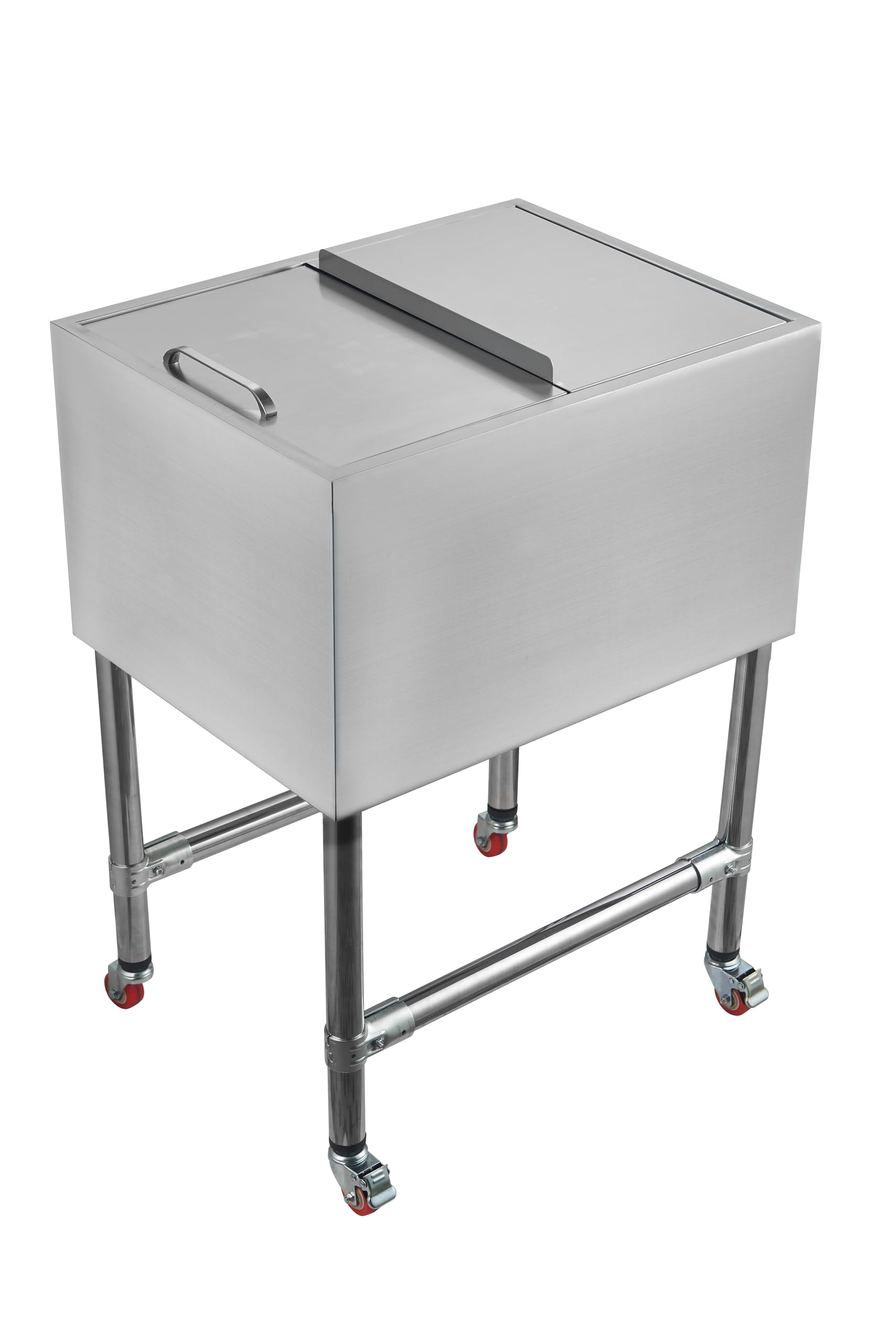DEXSO 24 Inch Stainless Steel Ice Bin with Sliding Lid Insulated Ice Storage with Drain System