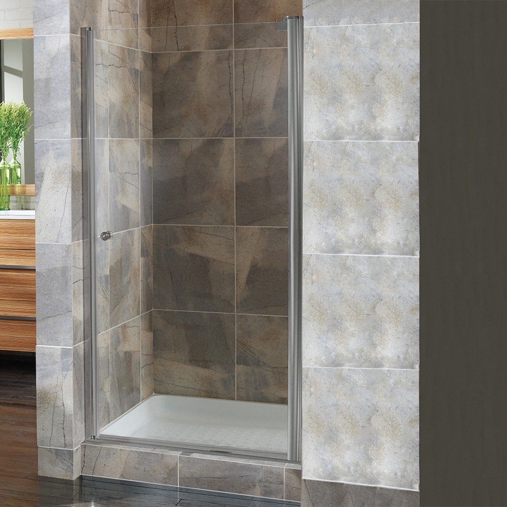 CRAFT + MAIN CVSW3572-CL-BN Cove Brushed Nickel 34-1/2-in W x 72-in H Semi-frameless Pivot Shower door 1/4-in Thick Clear Glass