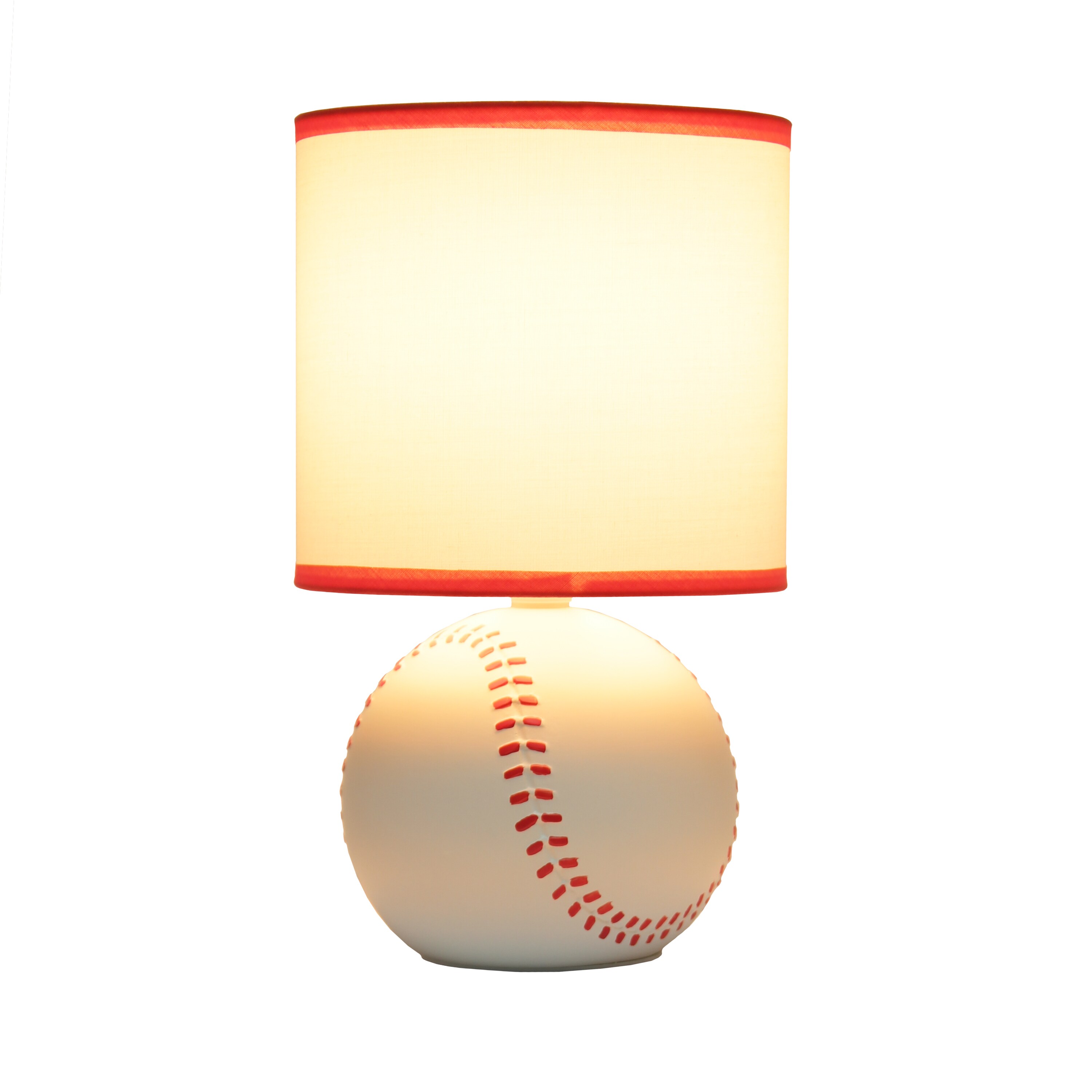White and Red Mini Baseball Table Lamp for Kids Room