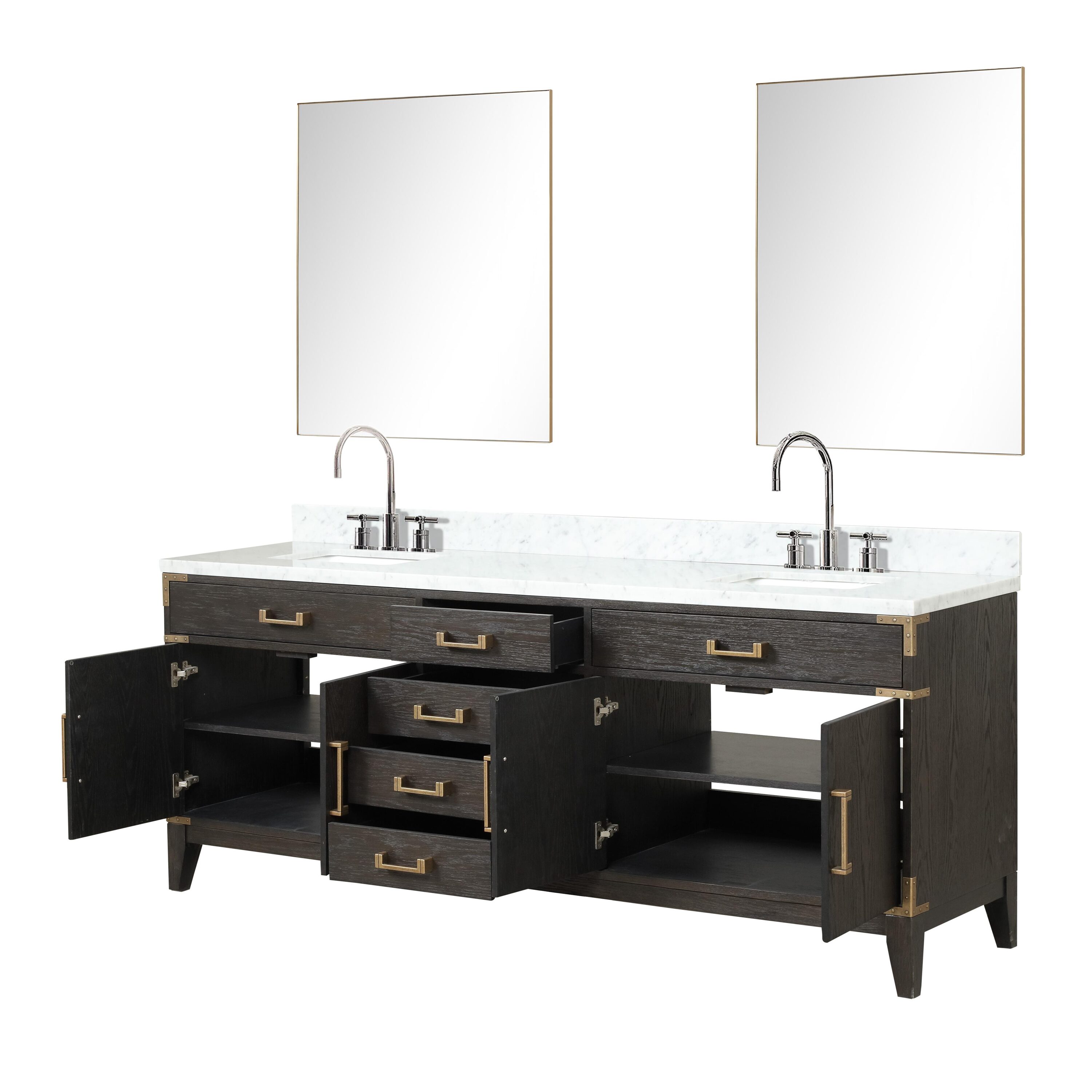 Lexora Fossa 84 in W x 22 in D Grey Oak Double Bath Vanity