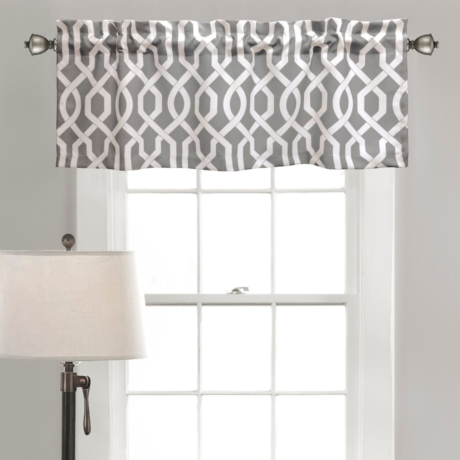 Lush Decor 18-in Gray Polyester Rod Pocket Valance in the Valances ...