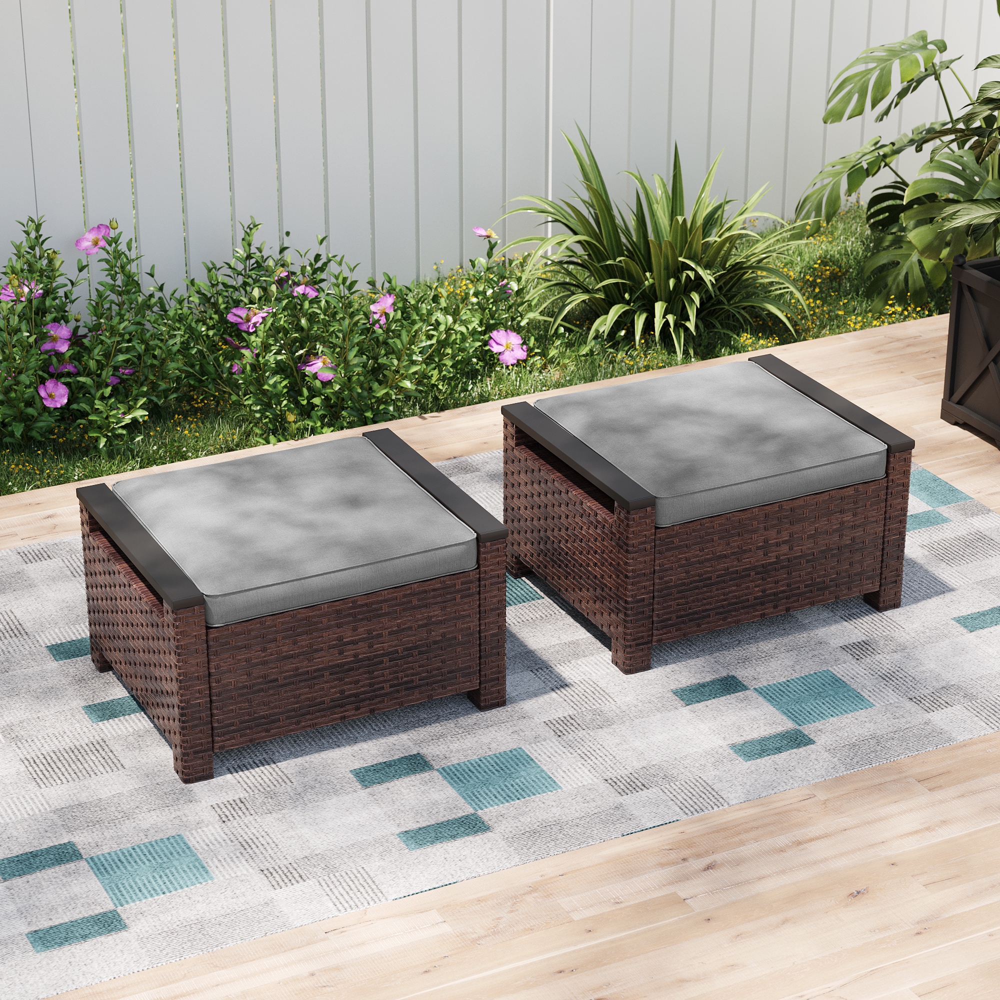 ACEGOSES LW-PS-126-22BGY Skytop 2 -Piece Wicker Patio Conversation Set with Gray Cushions