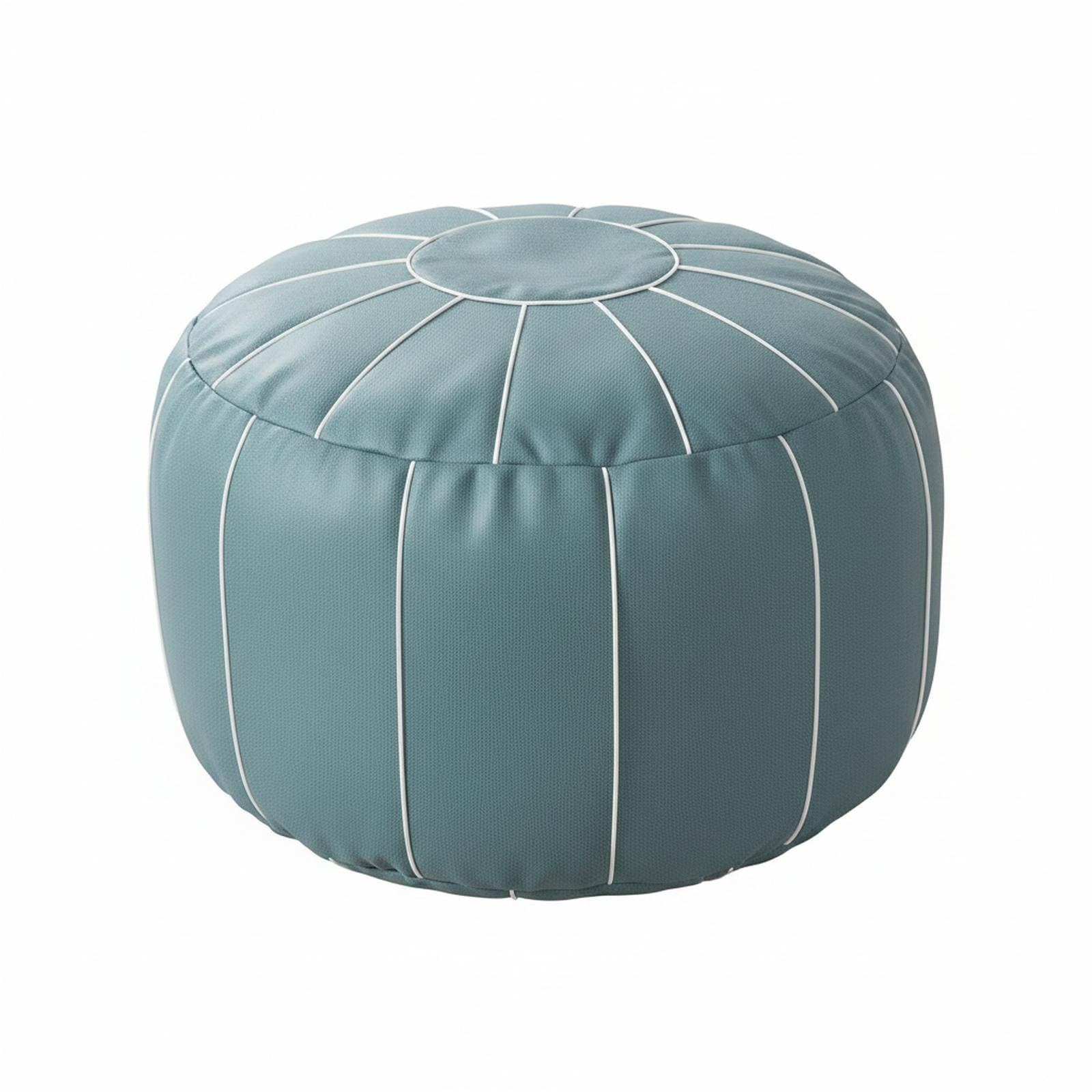 OMOMMD - Blue Unstuffed Moroccan Ottoman Pouf Cover Waterproof Handmade Faux Decor Storage Solut...