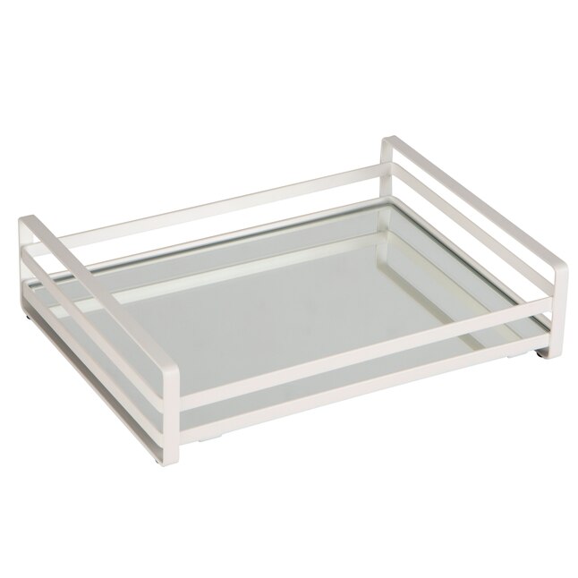 Home Details White Metal Vanity Tray In, Big Glass Vanity Tray For Dresser
