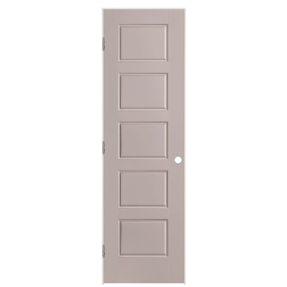 Masonite 1444443 24-in x 80-in Driftwood Hollow core 5-panel equal Right hand Smooth Prefinished Molded composite Flat Jamb Single Prehung Interior Door