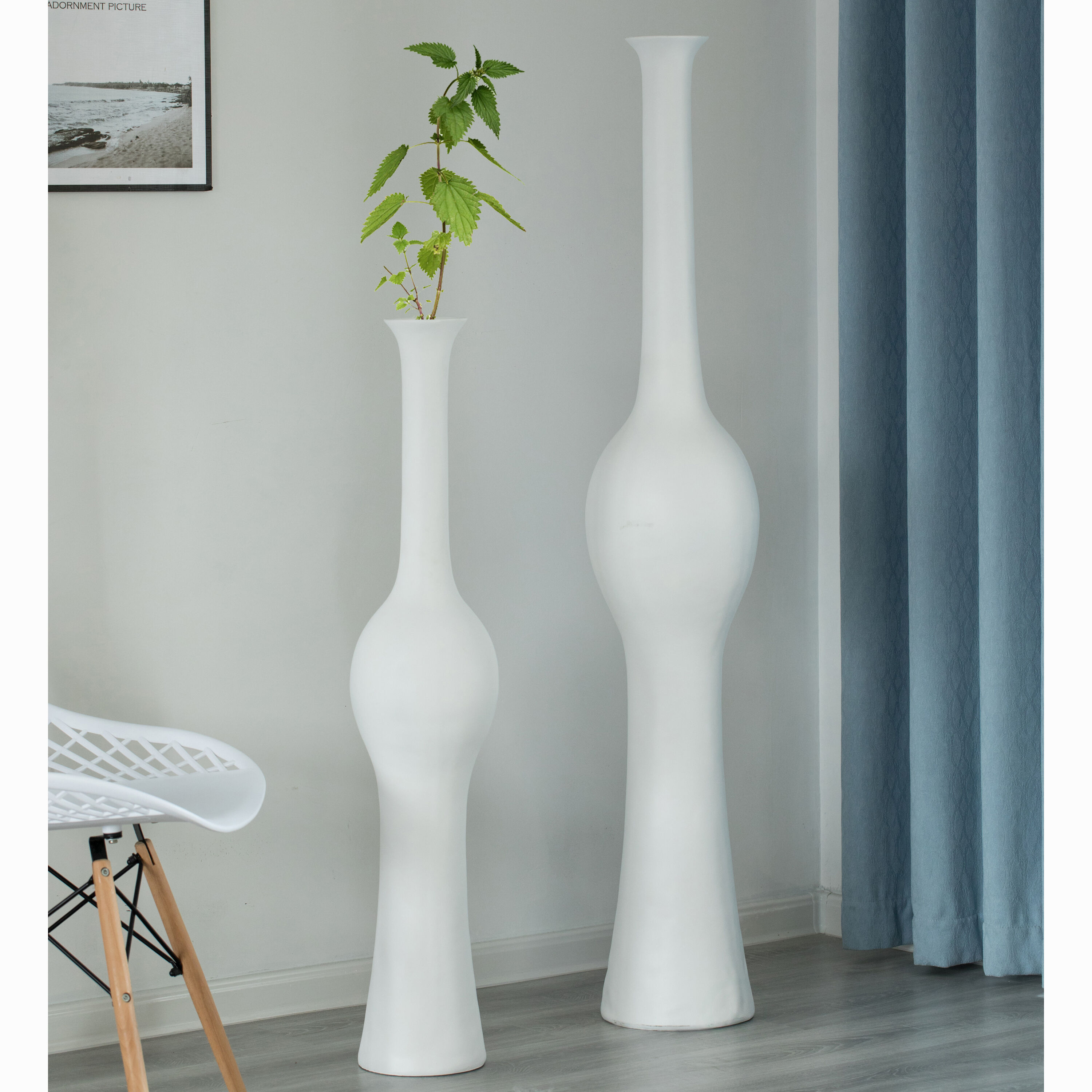 Uniquewise QI004041.2 2 -Pack White Ceramic Modern Vase