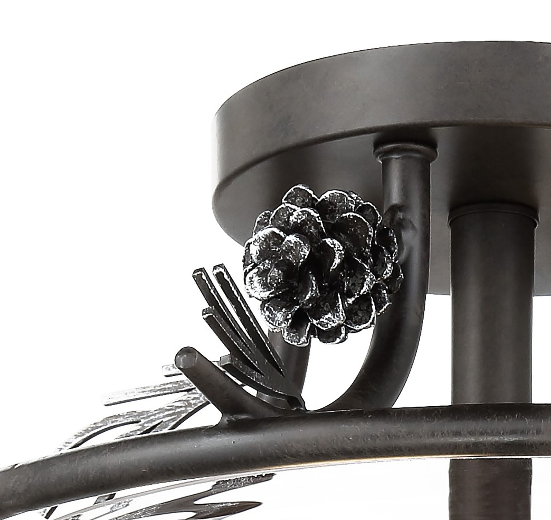 Weathered Spruce & Silver Glass Drum Semi-Flush Mount Light