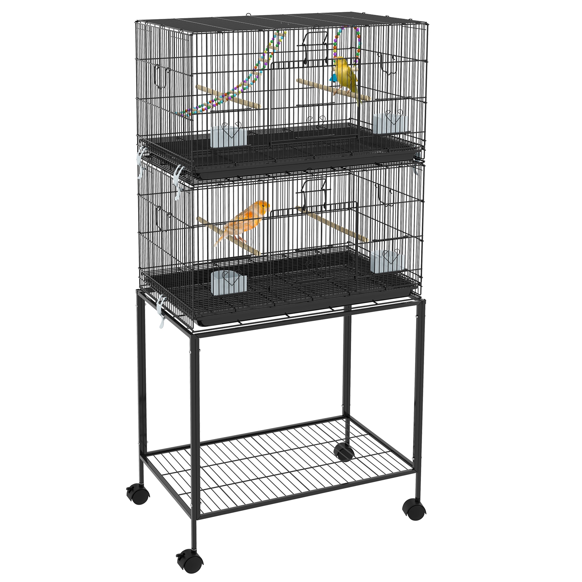 Photo inspiration: Visual Reference: Luxeyard Double Stackable Bird Cage With Stand Wooden Swing Rope