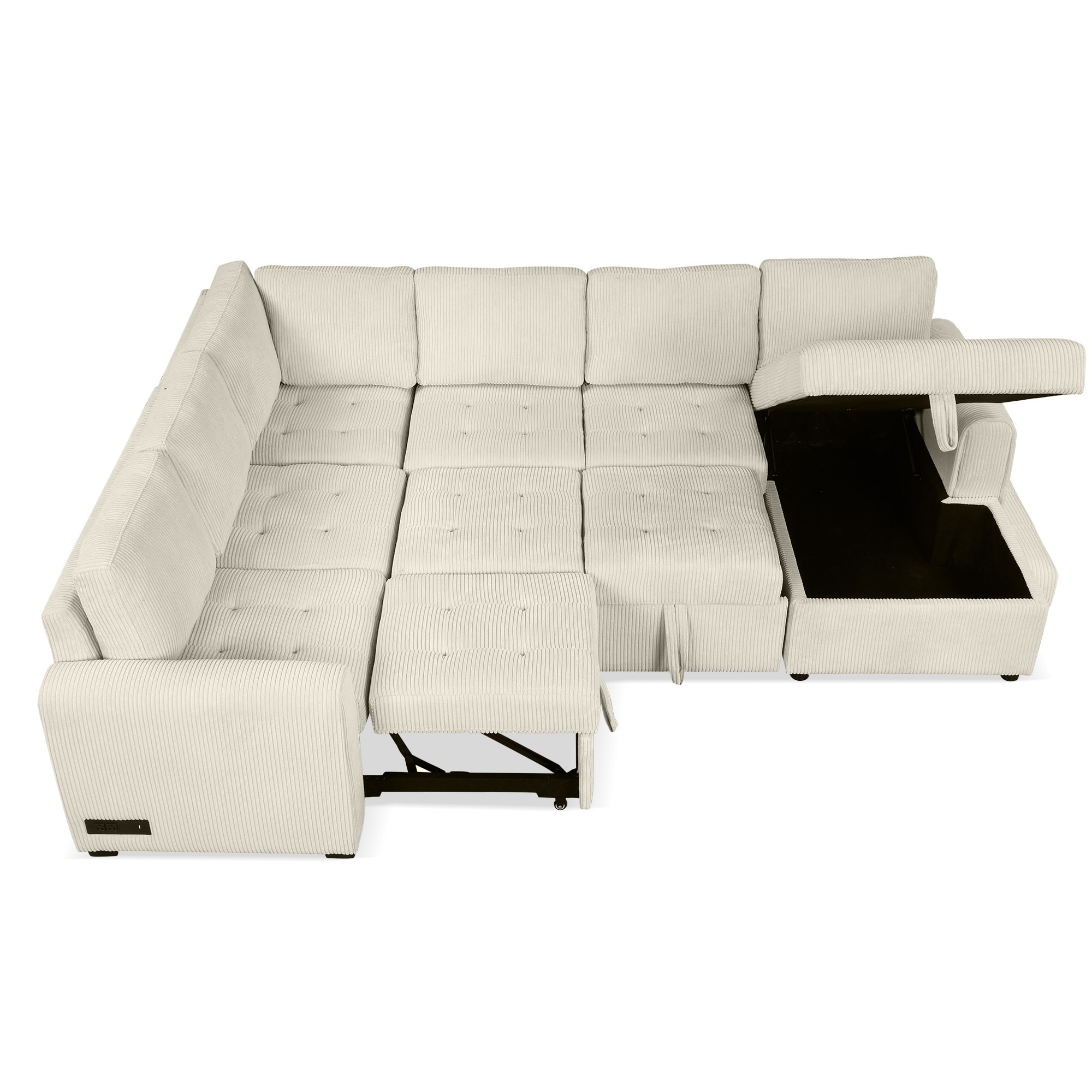 Bybafun YA3700488 107.5-Inches Modern Beige 5 -seater Reclining Sleeper