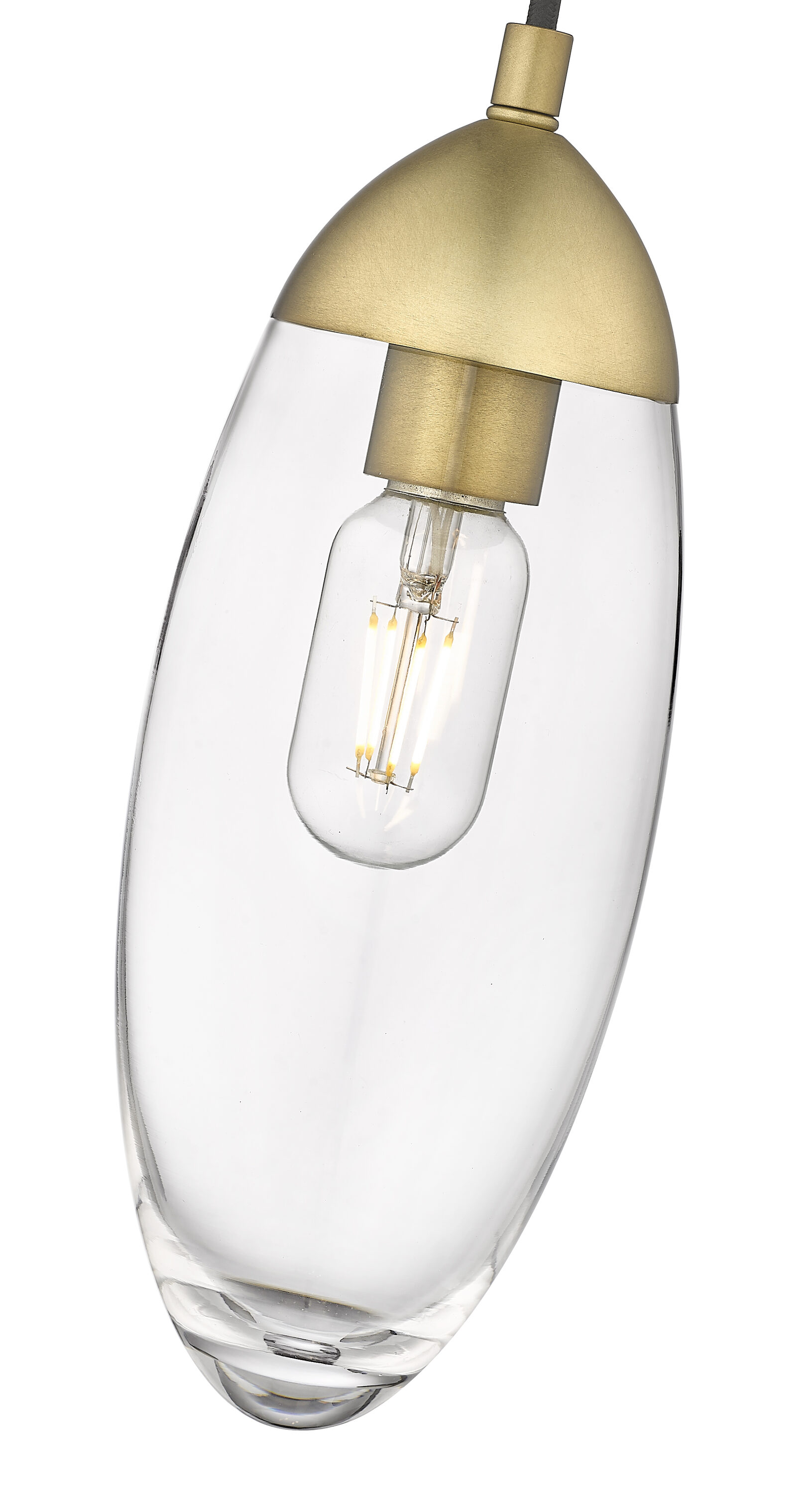 Arden Teardrop Pendant Light in Rubbed Brass with Glass Shade