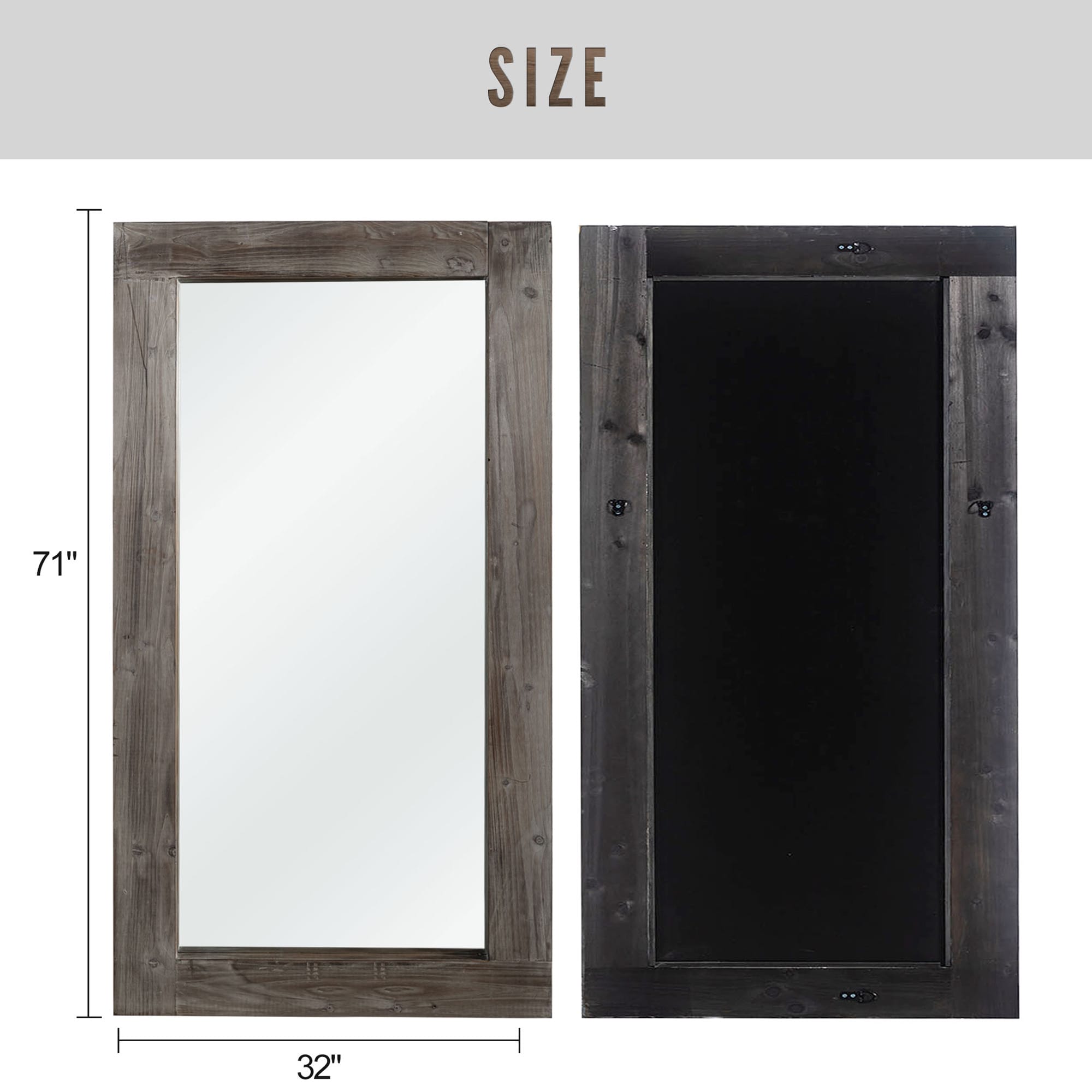 NeuType 32-in W X 71-in H Charcoal Wood Mirror In The Mirrors ...