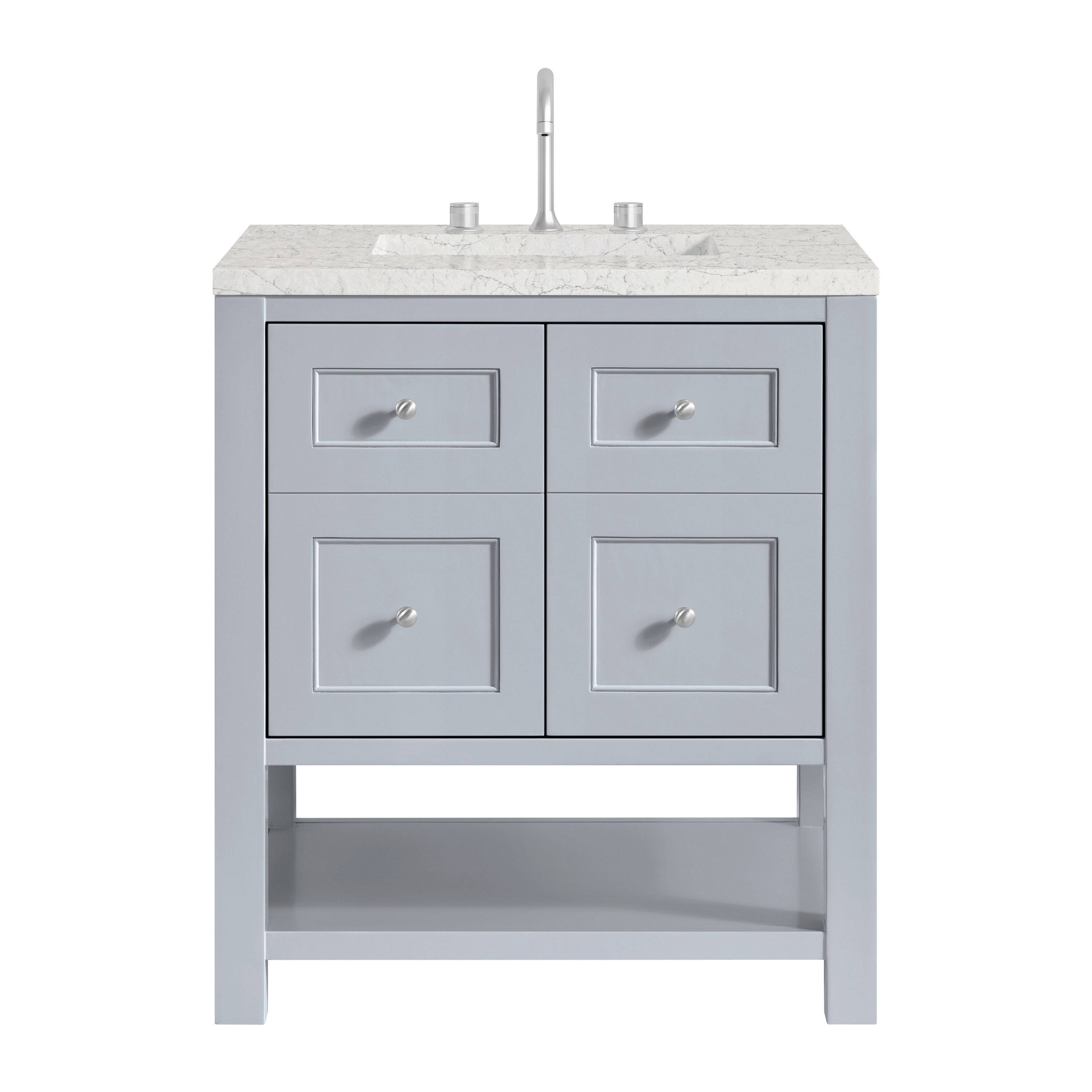 James Martin Vanities 330-V30-SRB-3EJP Breckenridge 30-in Serenity Blue Undermount Single Sink Bathroom Vanity with Eternal Jasmine Pearl Quartz Top