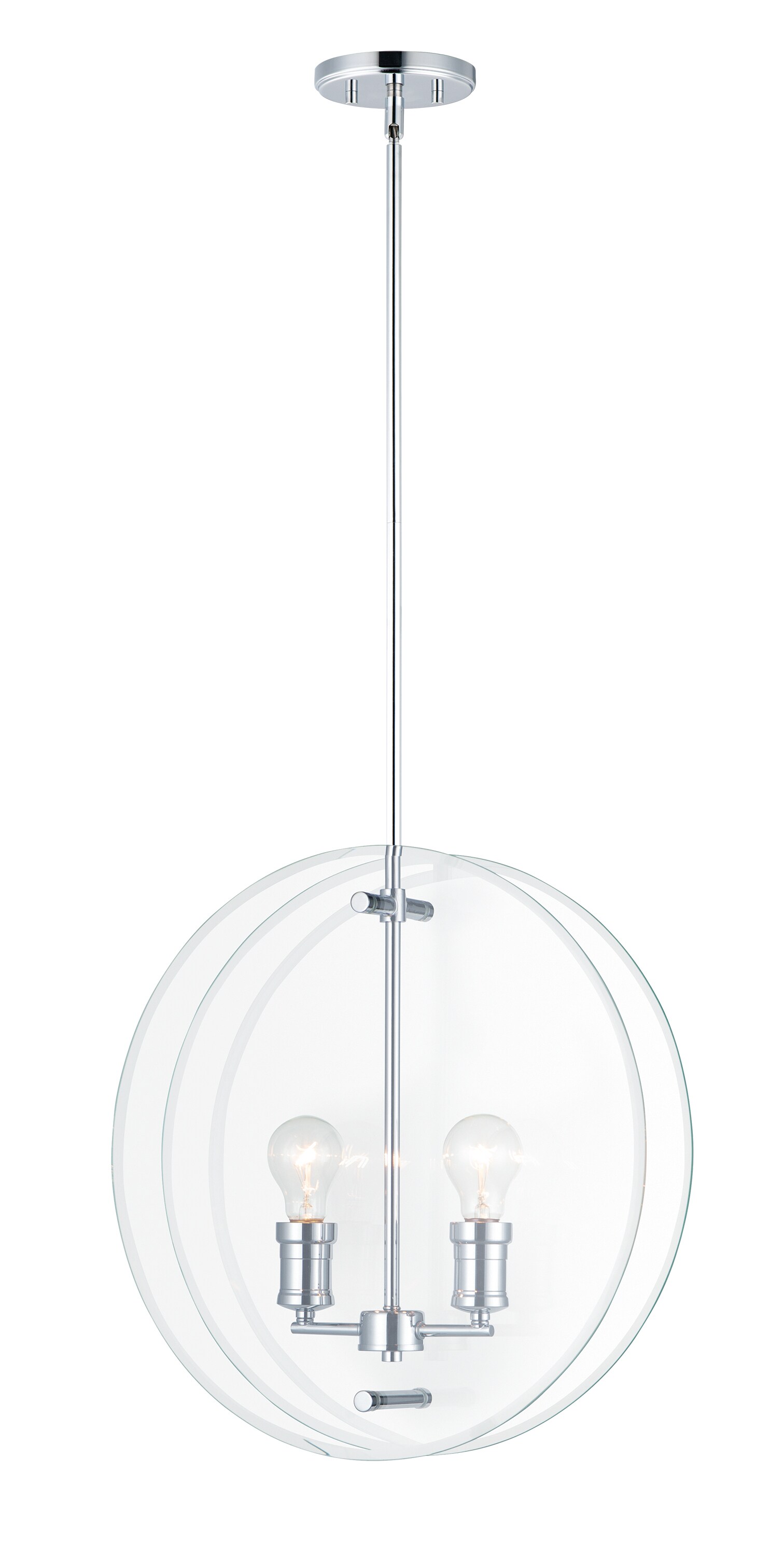 Maxim Lighting 21298CLPC Looking Glass 2 -Light Polished Chrome Modern/contemporary Clear glass Geometric Medium (10-22 inches) Hanging Pendant light