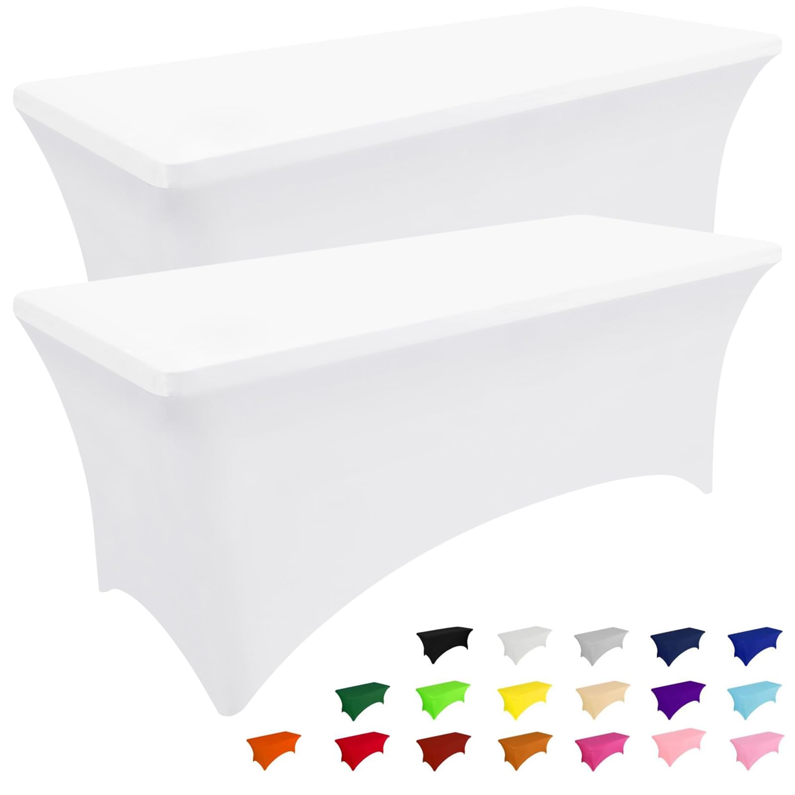 Phewnyzo  2 pack spandex table cloth 6 foot elastic fitted stretch washable wrinkle free rectangular patio table cover for outdoor wedding