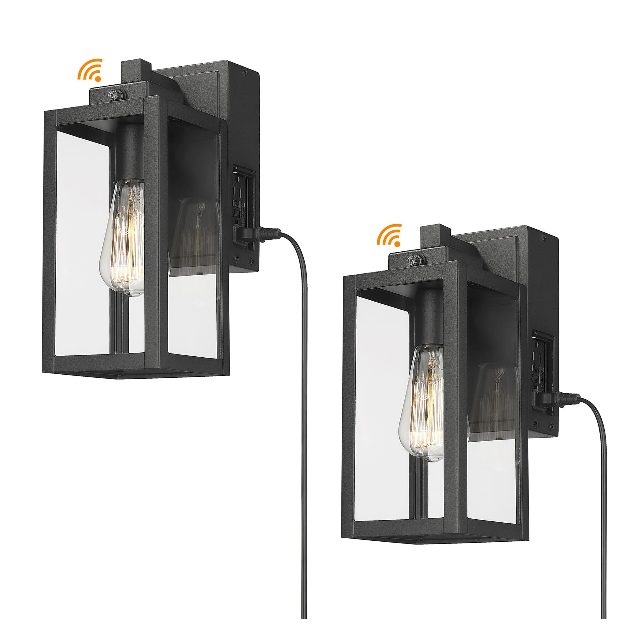 LTMATE LSZW27BS2-P+G BK JAZAVA 2 -Pack 2 -Light 12.2-in H Matte Black Hardwired Motion Sensor Dusk to Dawn Outdoor Wall Light