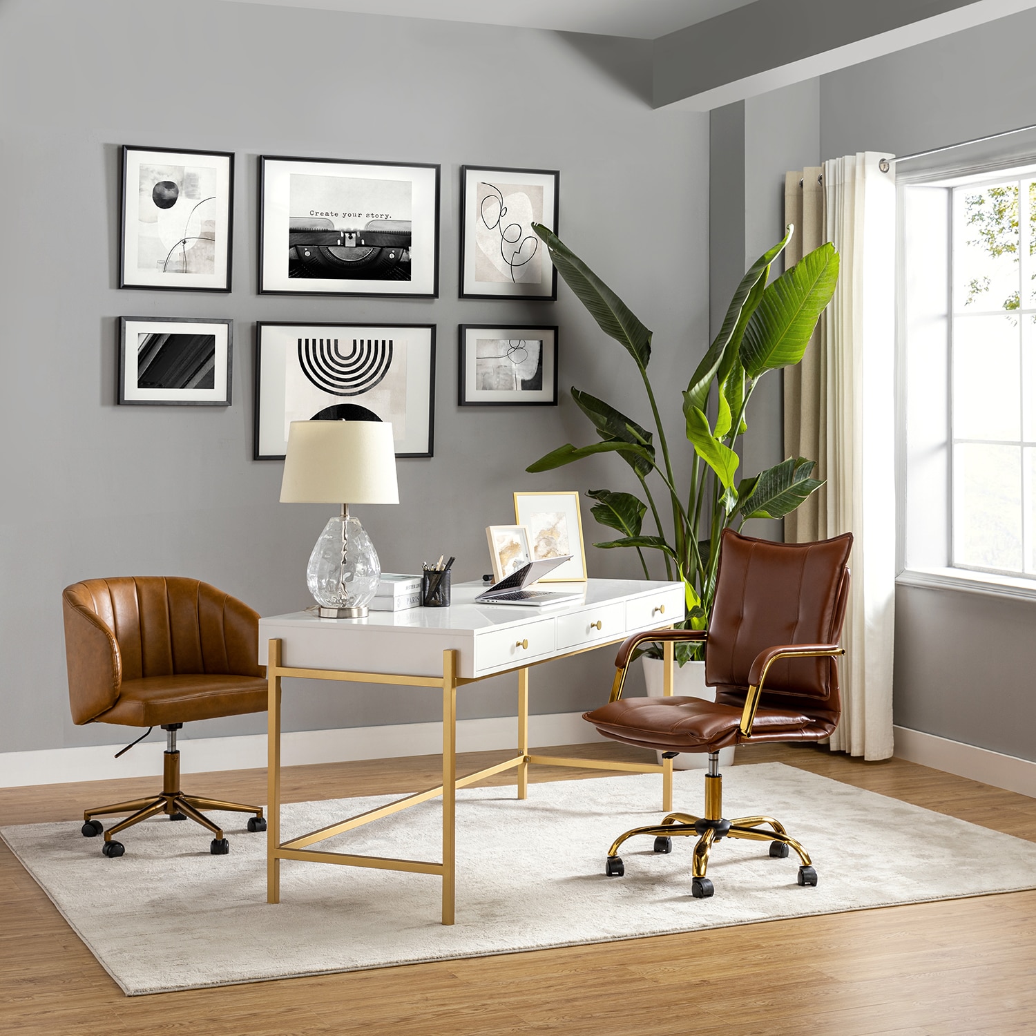 14 Karat Home OFHT0417-BROWN Office-Chairs - View #3