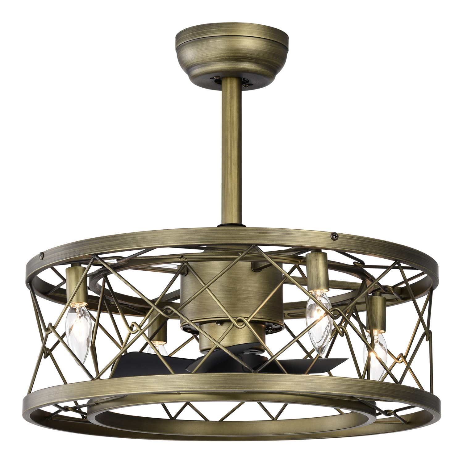 SINOFURN SYA570001GD 20-in Bronze with Finished Blades Fandelier Ceiling Fan Without Light - Remote Included ( 5 -Blade )