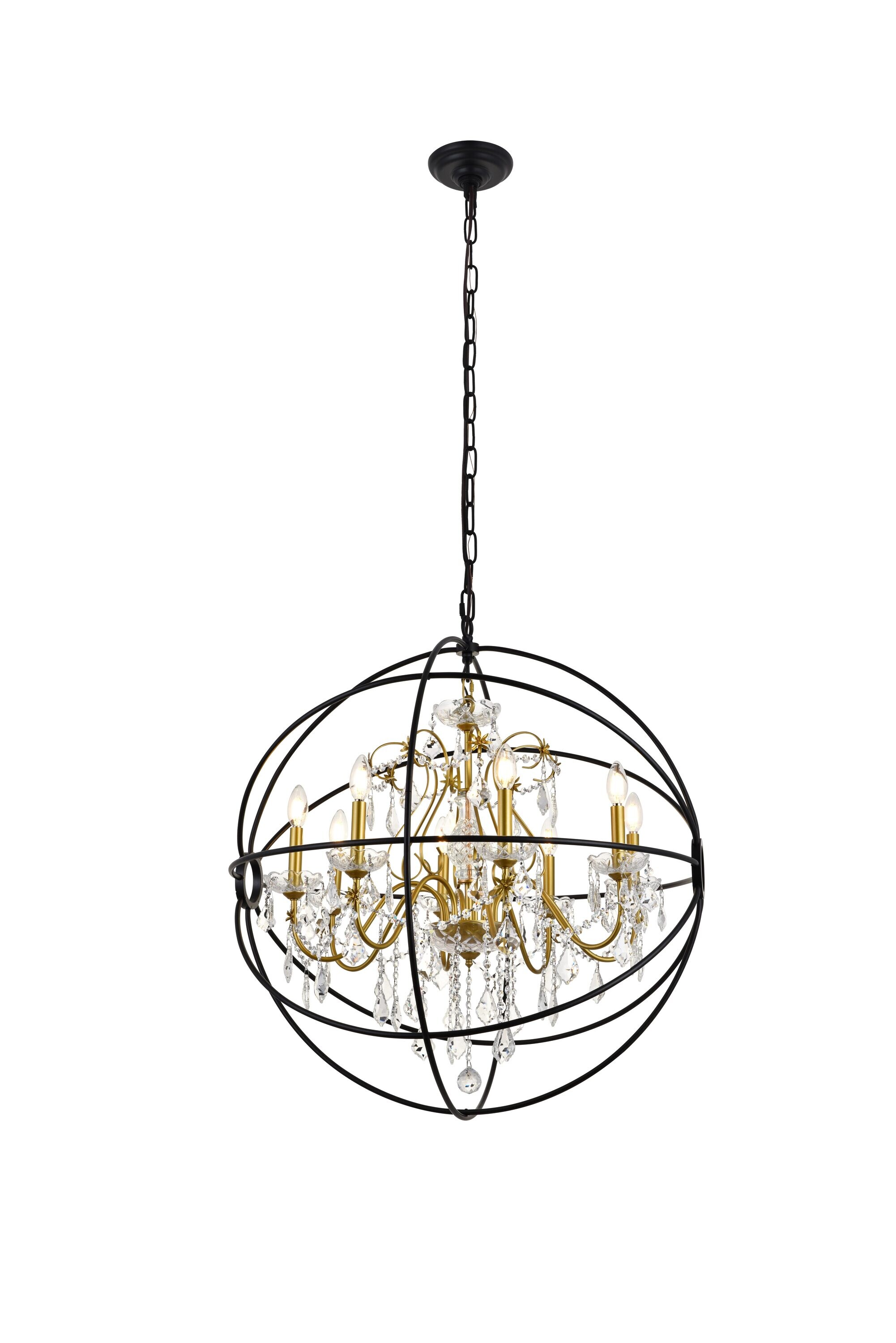 Cordelia 8-Light Black and Gold Crystal Pendant Chandelier