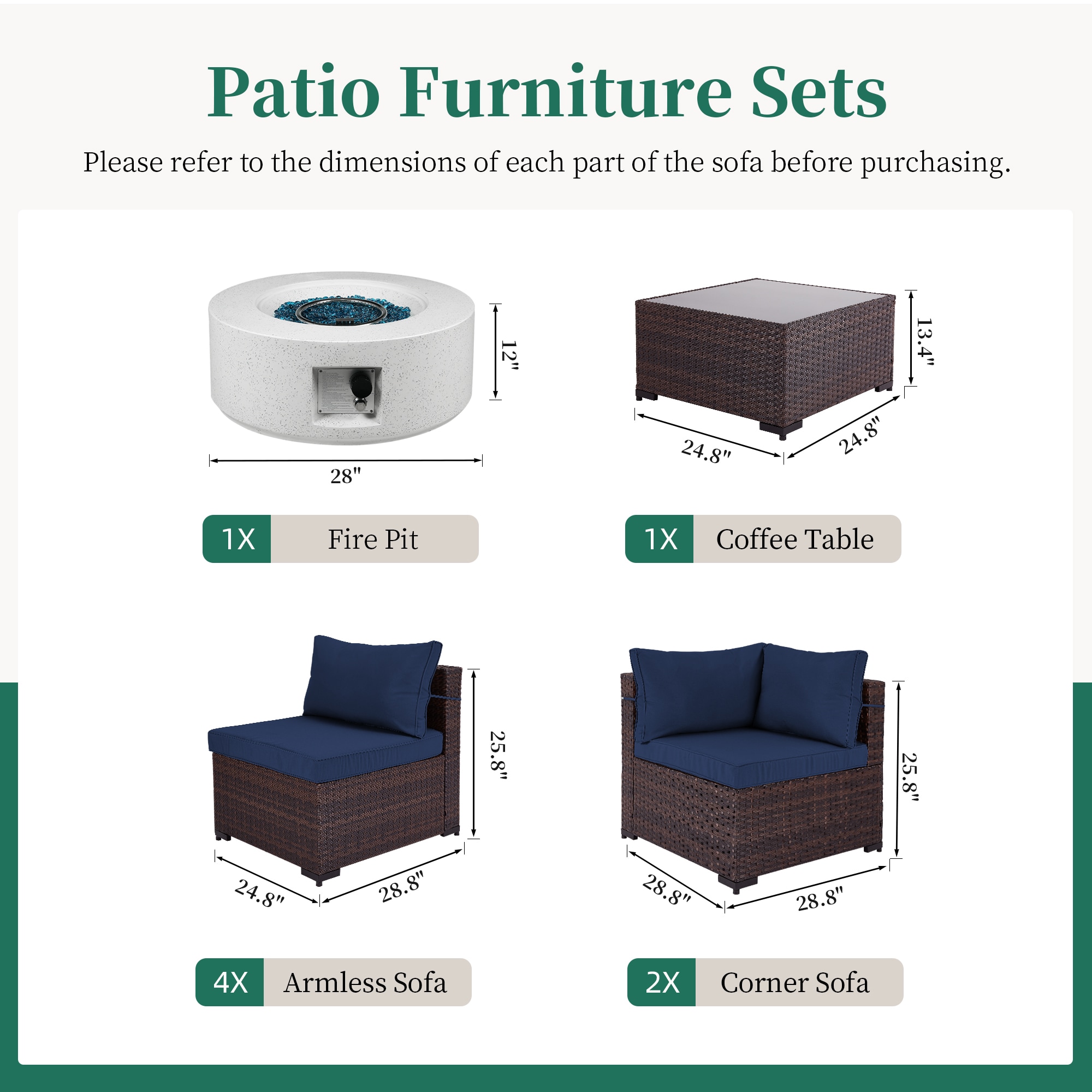 UPHA TBSF-ABC28SYMB-NAVY Patio-Conversation-Sets - View #3
