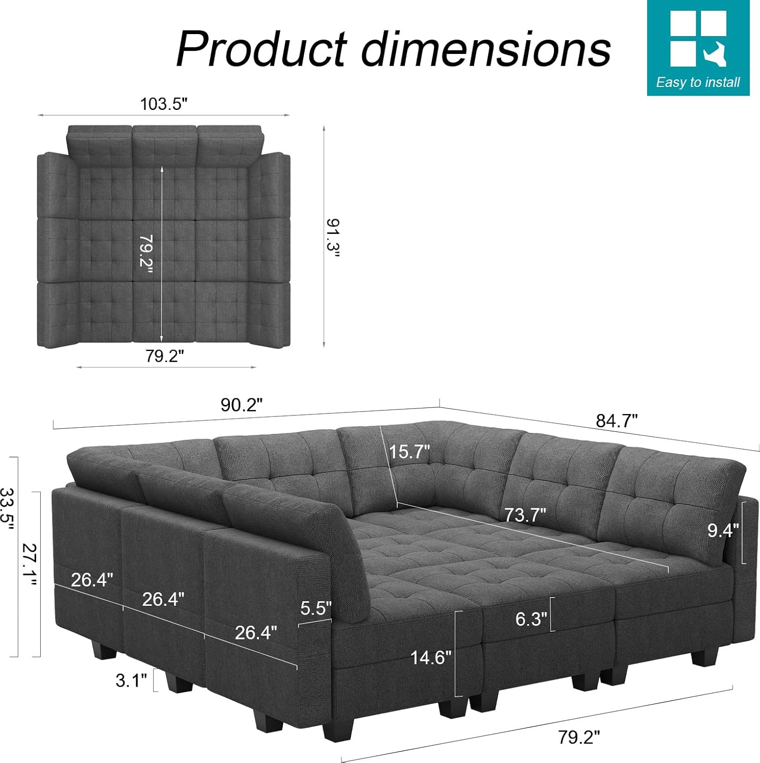 Belffin BF197-9B-BLACK futons - View #2