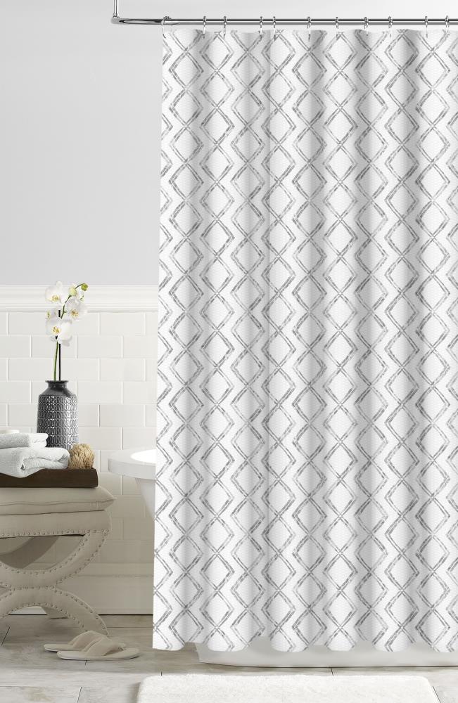 Polyester Gray Geometric Shower Curtain, Gray Geometric Curtains