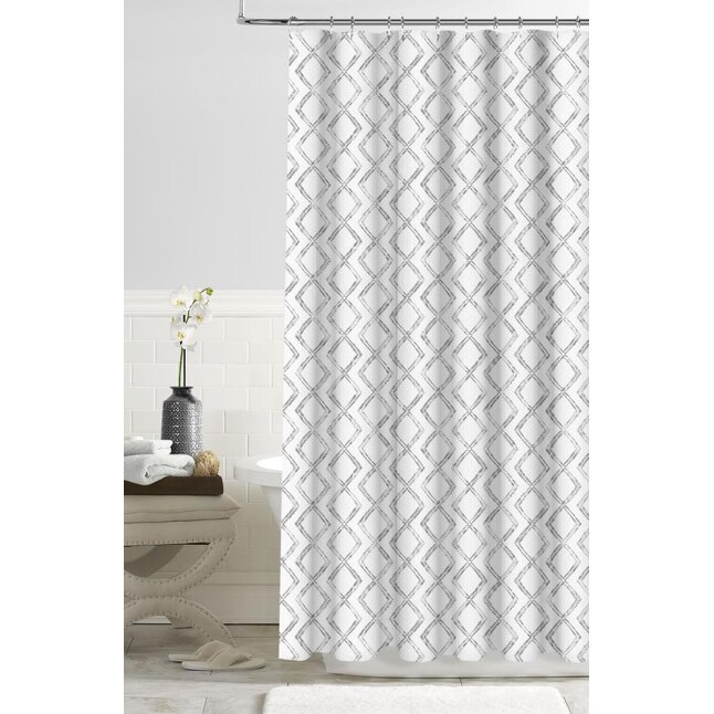 Polyester Gray Geometric Shower Curtain, Black Grey And White Shower Curtains