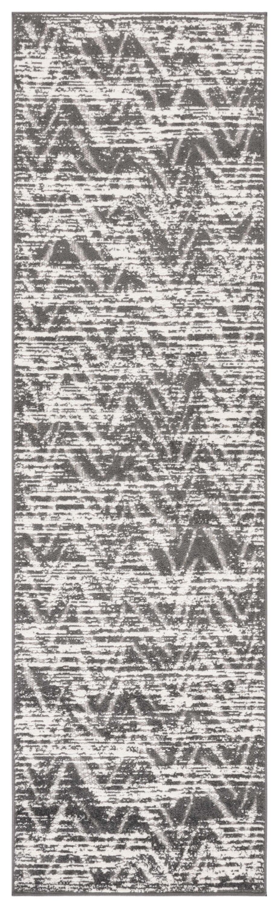 Gray Chevron Indoor/Outdoor Runner Rug, 2'3" x 8'