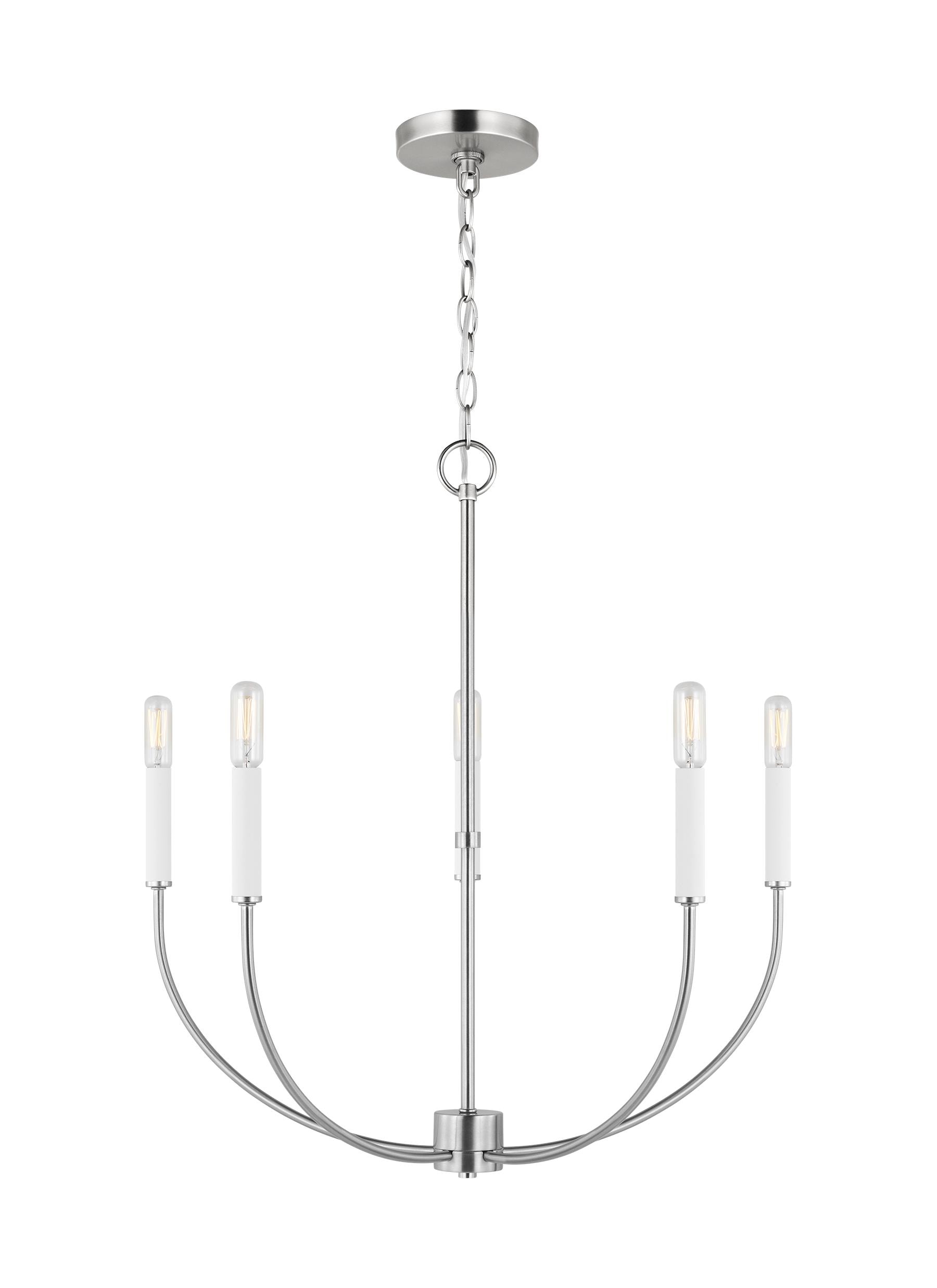 Generation Lighting 3167105-962 Greenwich 5 -Light Nickel Farmhouse For Use in Dining Rooms, Foyers, Kitchens, Living Rooms Chandelier