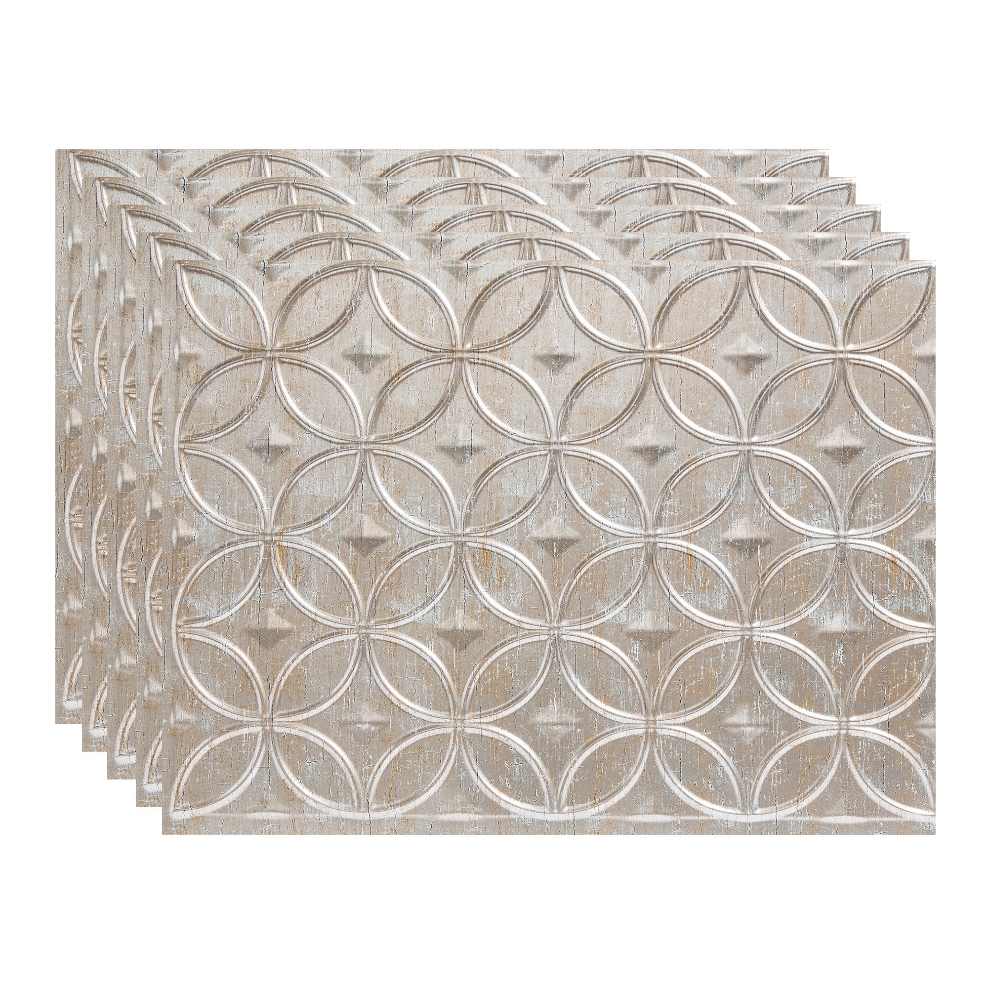 Fasade PB6134 Rings 18.25-in x 24.25-in Vinyl Vintage Metal Backsplash Panels 5.0 -Pack