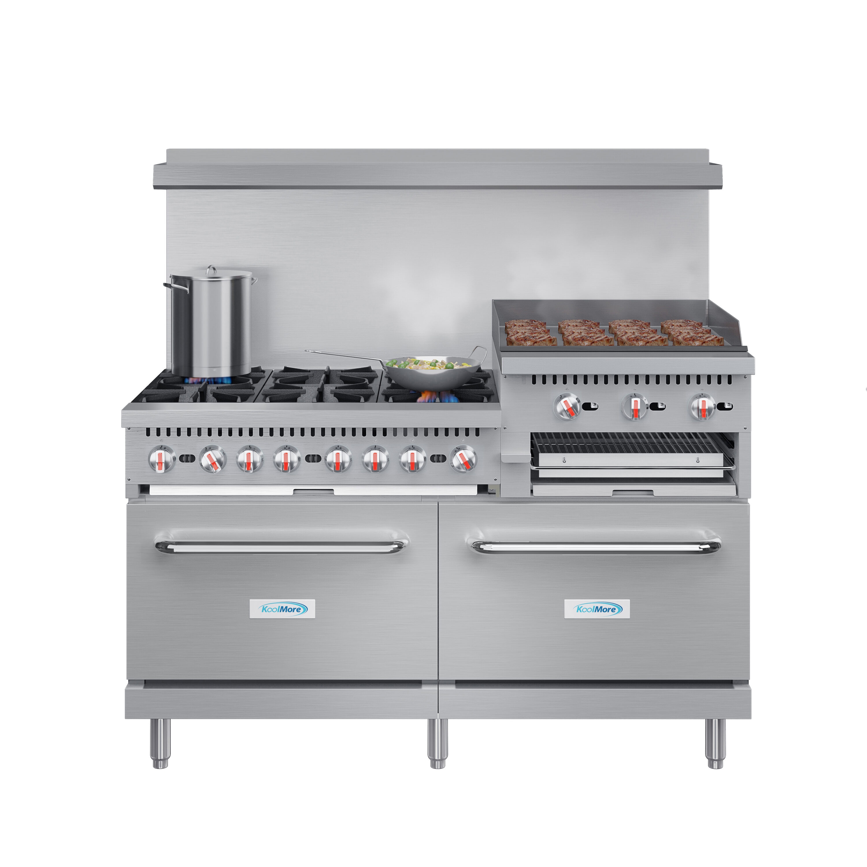 KoolMore LOW-KM-CRGB60-LP 60-in 6 burners 5.5-cu ft / 5.5-cu ft Freestanding Liquid Propane Double Oven Gas Range ( Stainless steel )
